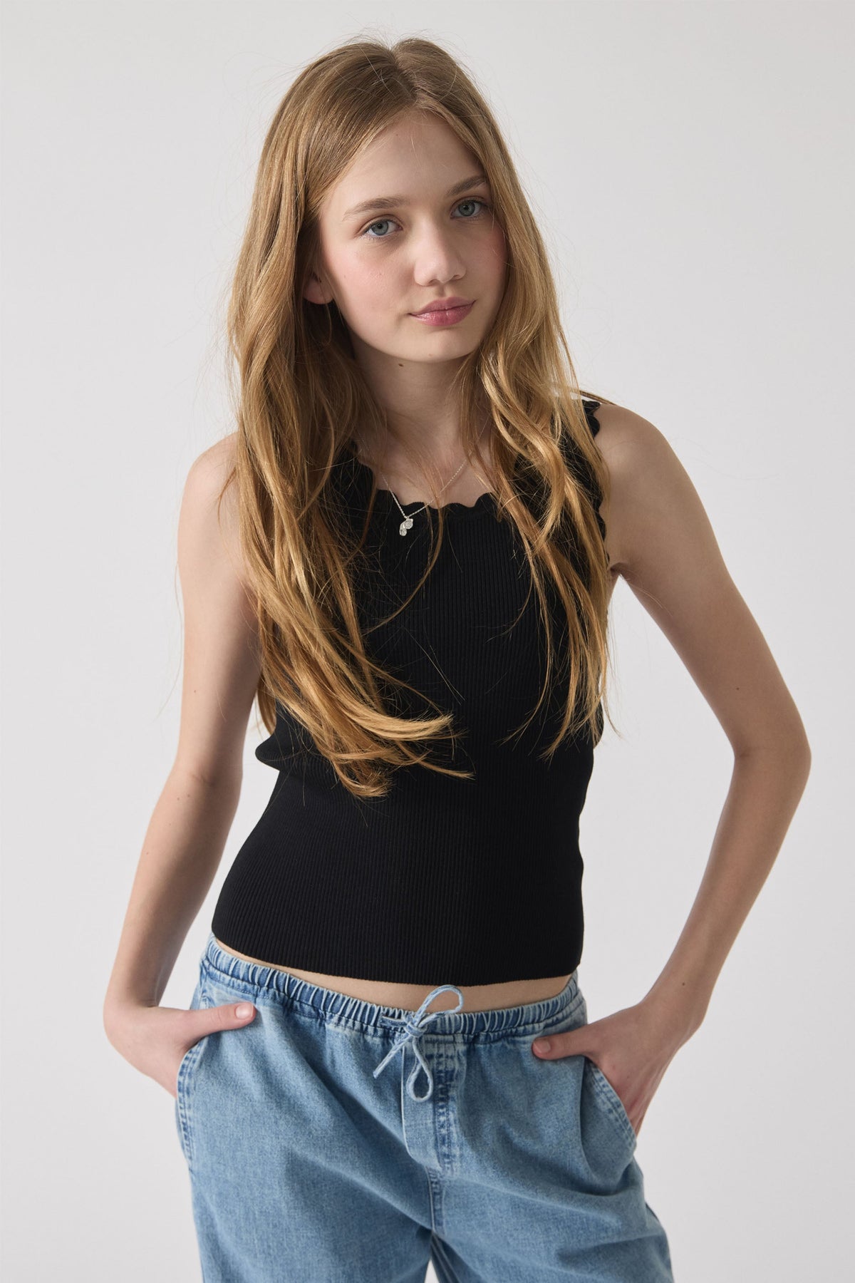 Girls Ruby Scallop Edge Tank