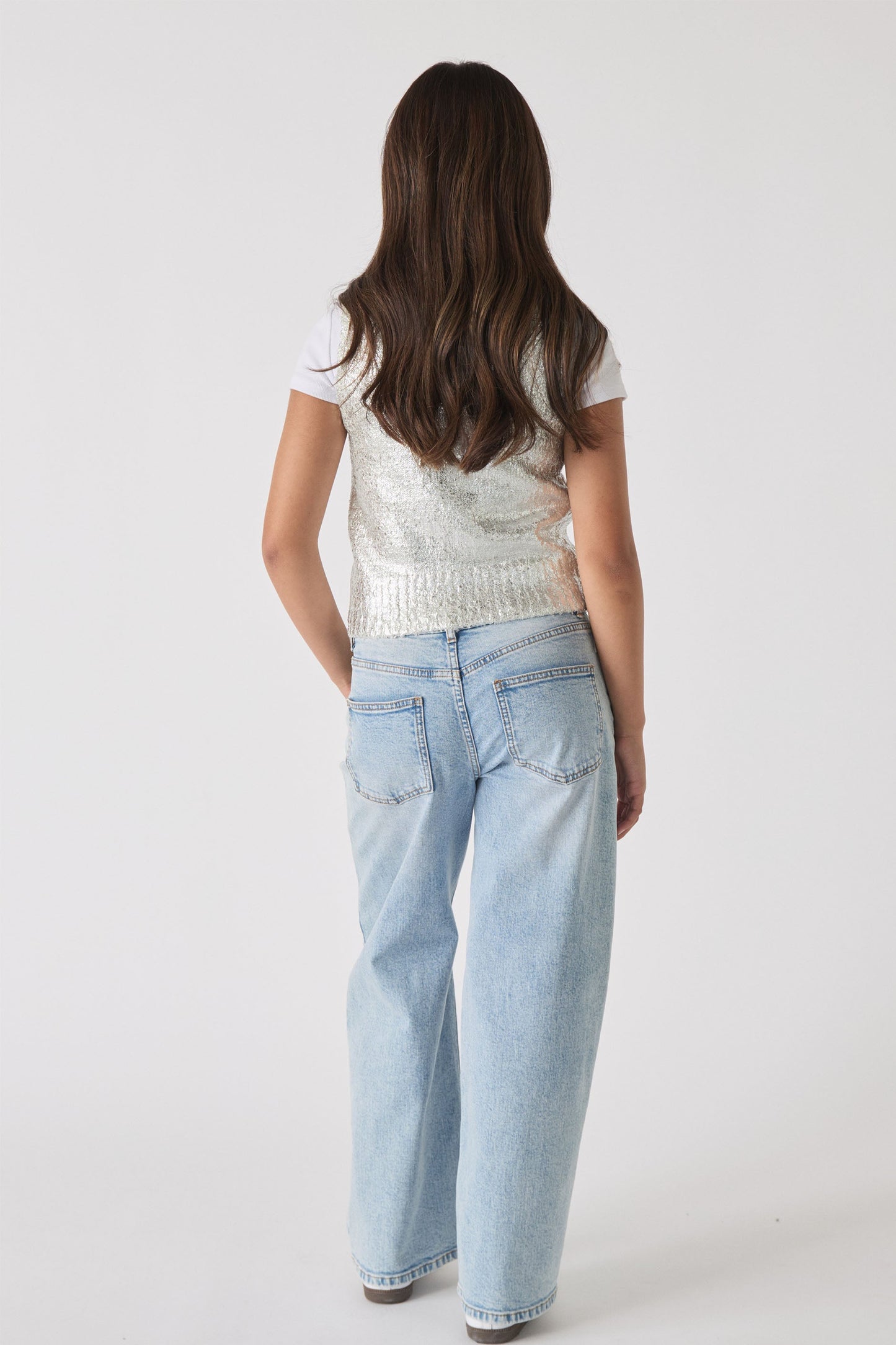 Girls Metallic Knit Vest