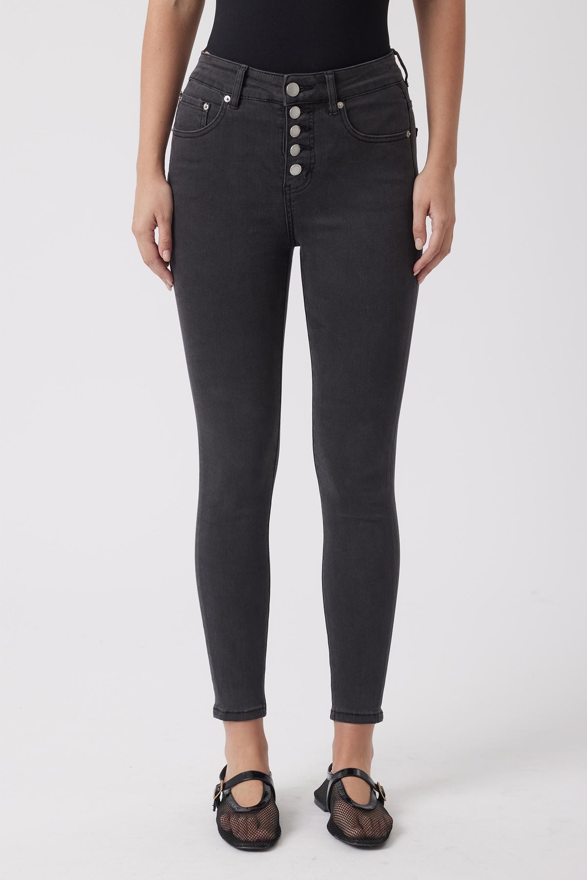 Evie Button High Rise Skinny