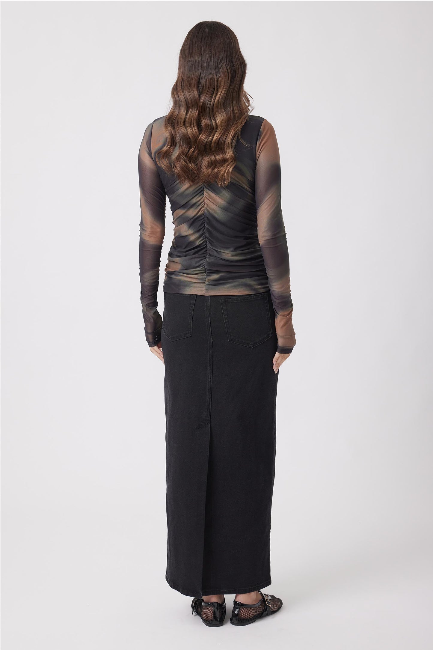 Rebecca Mesh Ruched Top