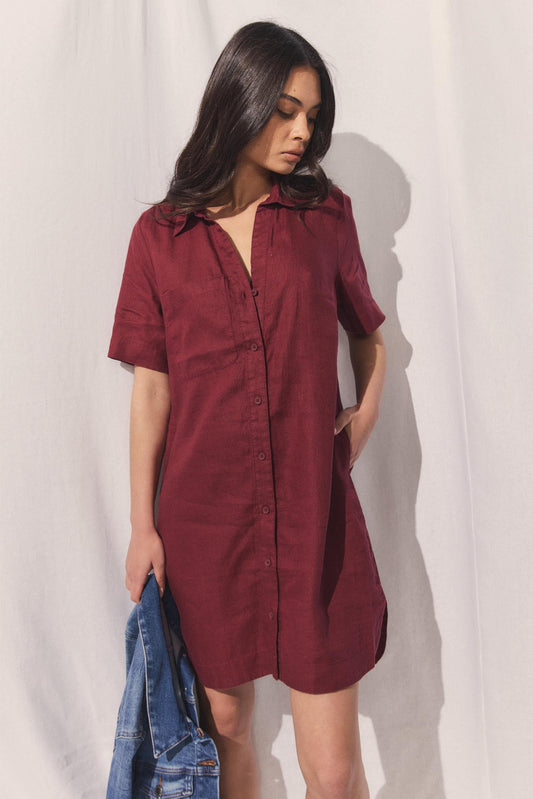 D-Luxe Linen Short Dress