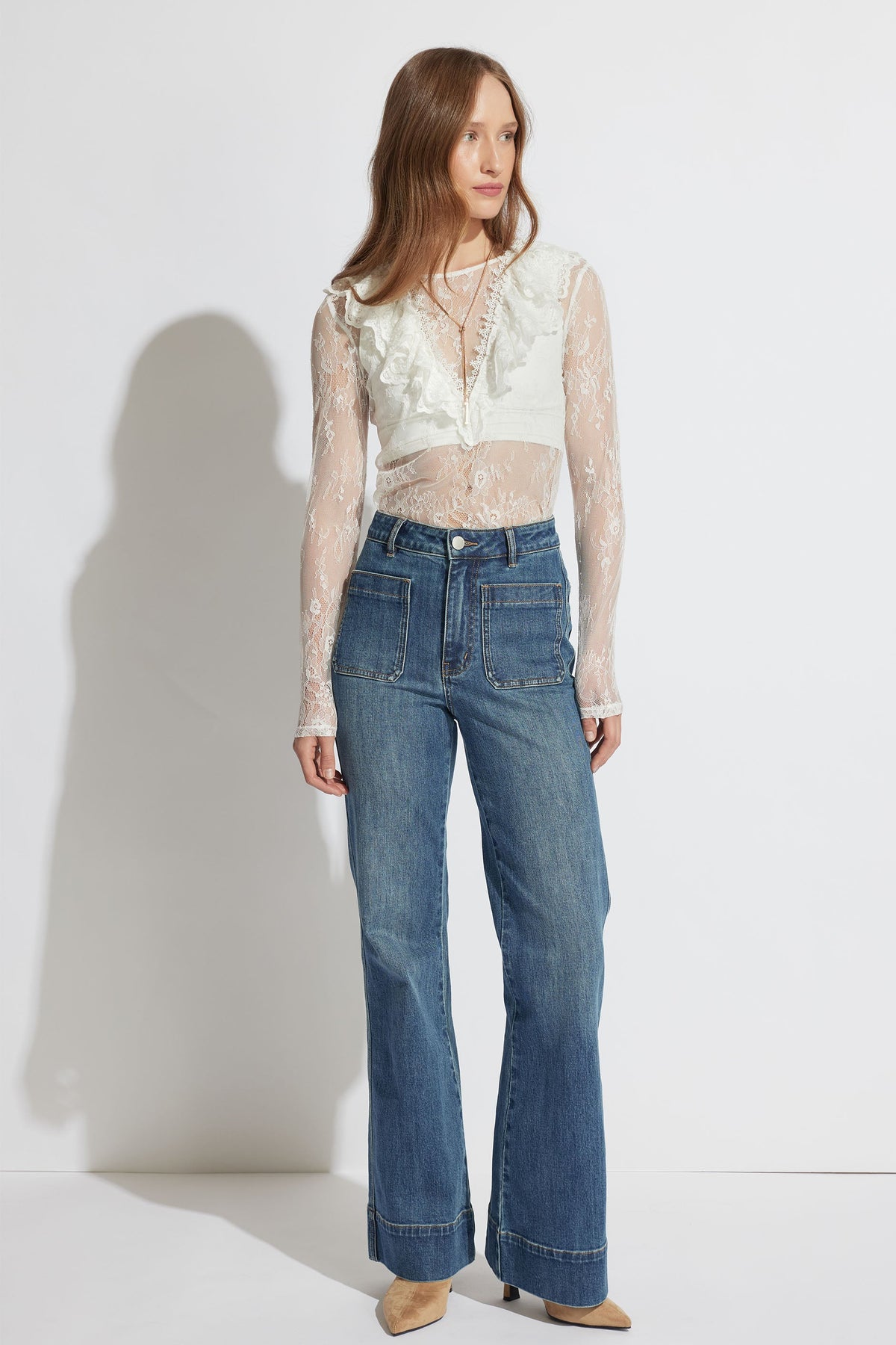 Megan Ruffle Lace Top