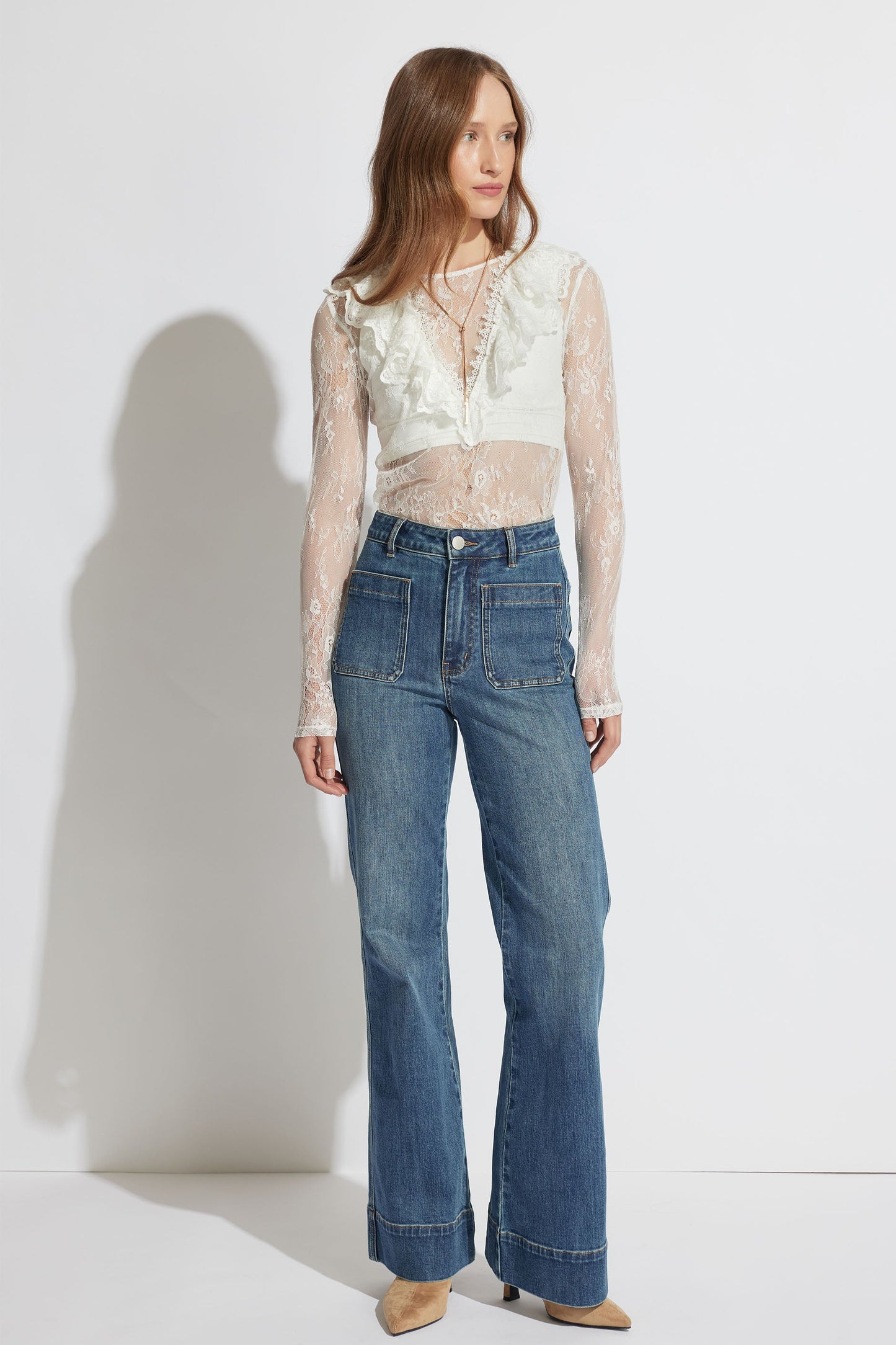 Megan Ruffle Lace Top