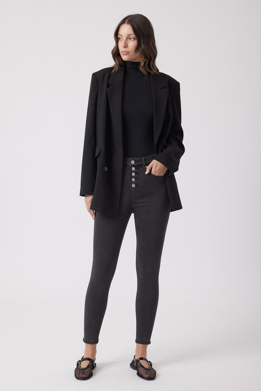 Evie Button High Rise Skinny