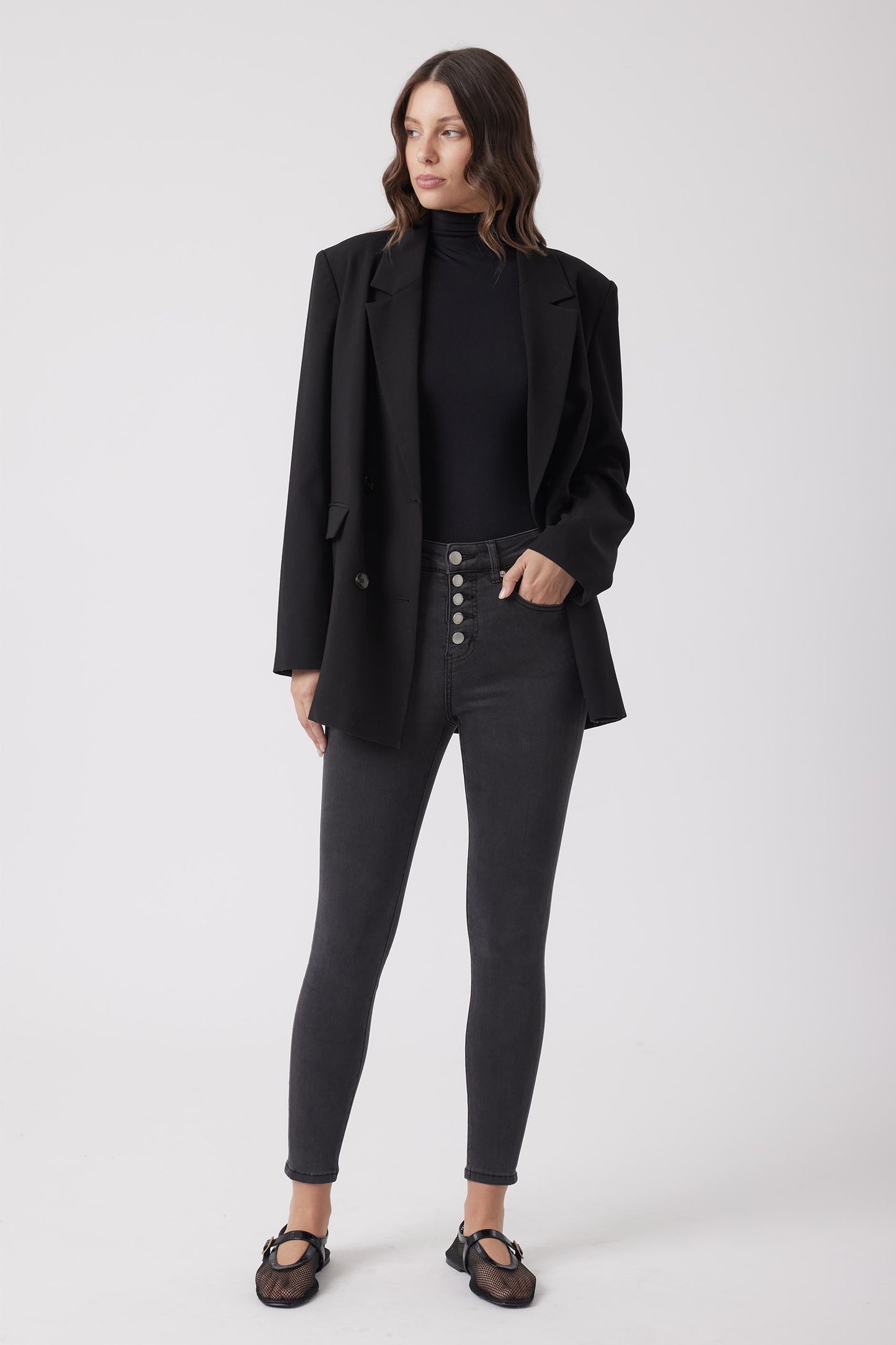 Evie Button High Rise Skinny