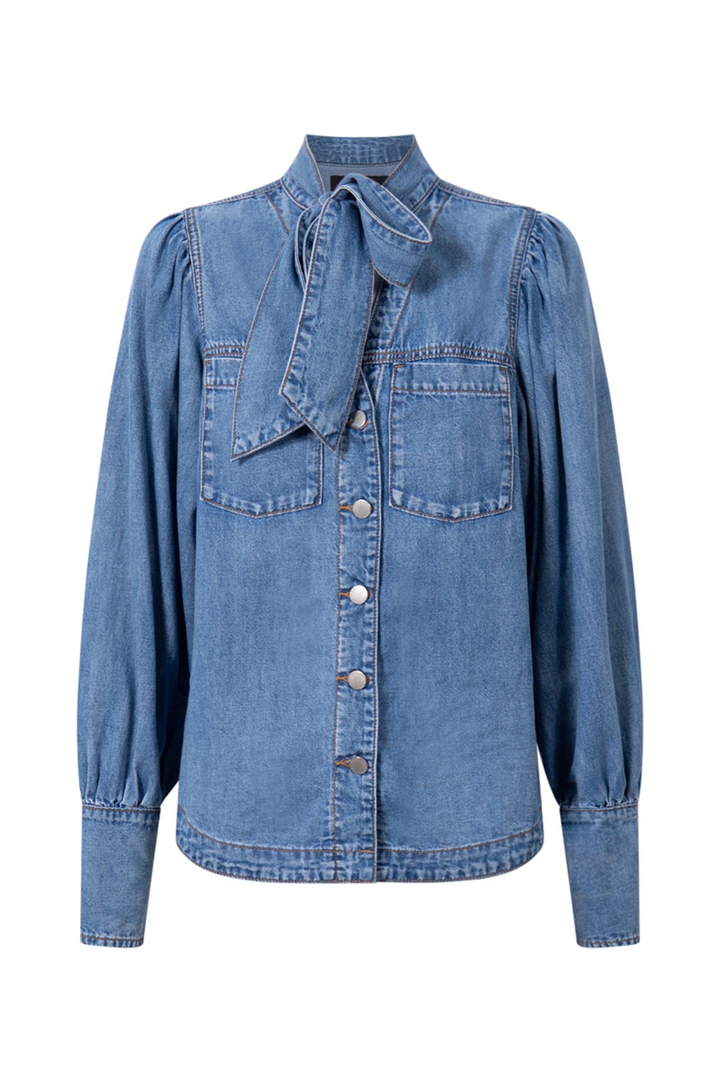 Harmony Bow Tie Denim Top