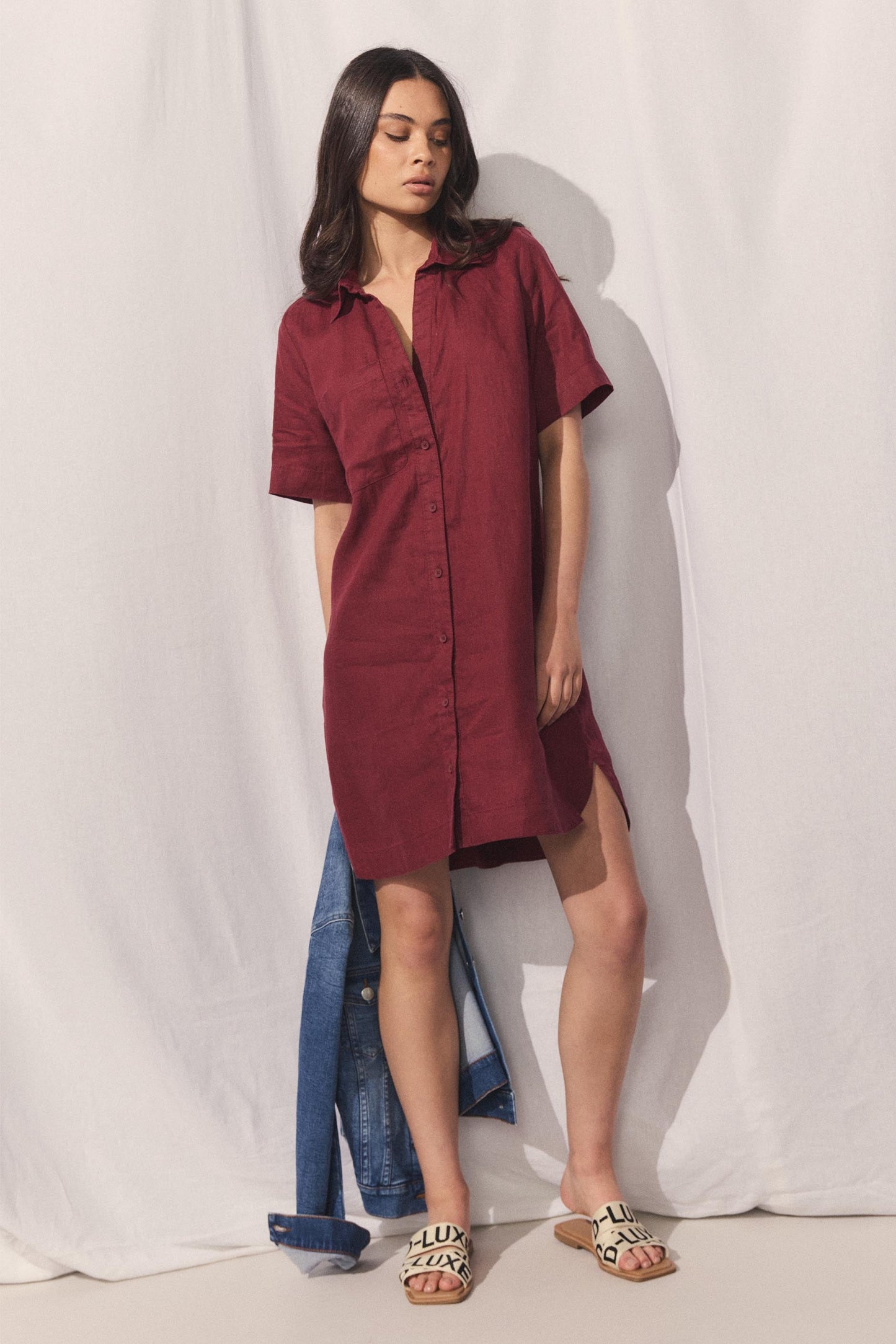 D-Luxe Linen Short Dress