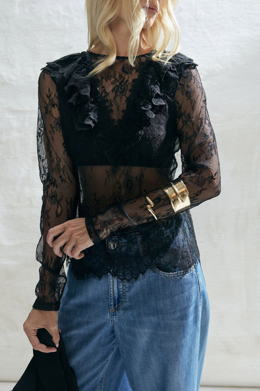 Megan Ruffle Lace Top