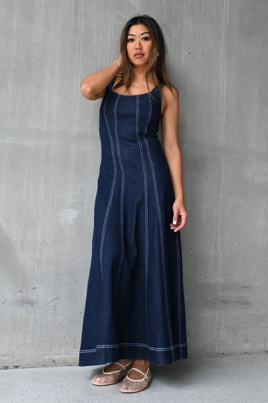 Paisley Denim Midi Dress