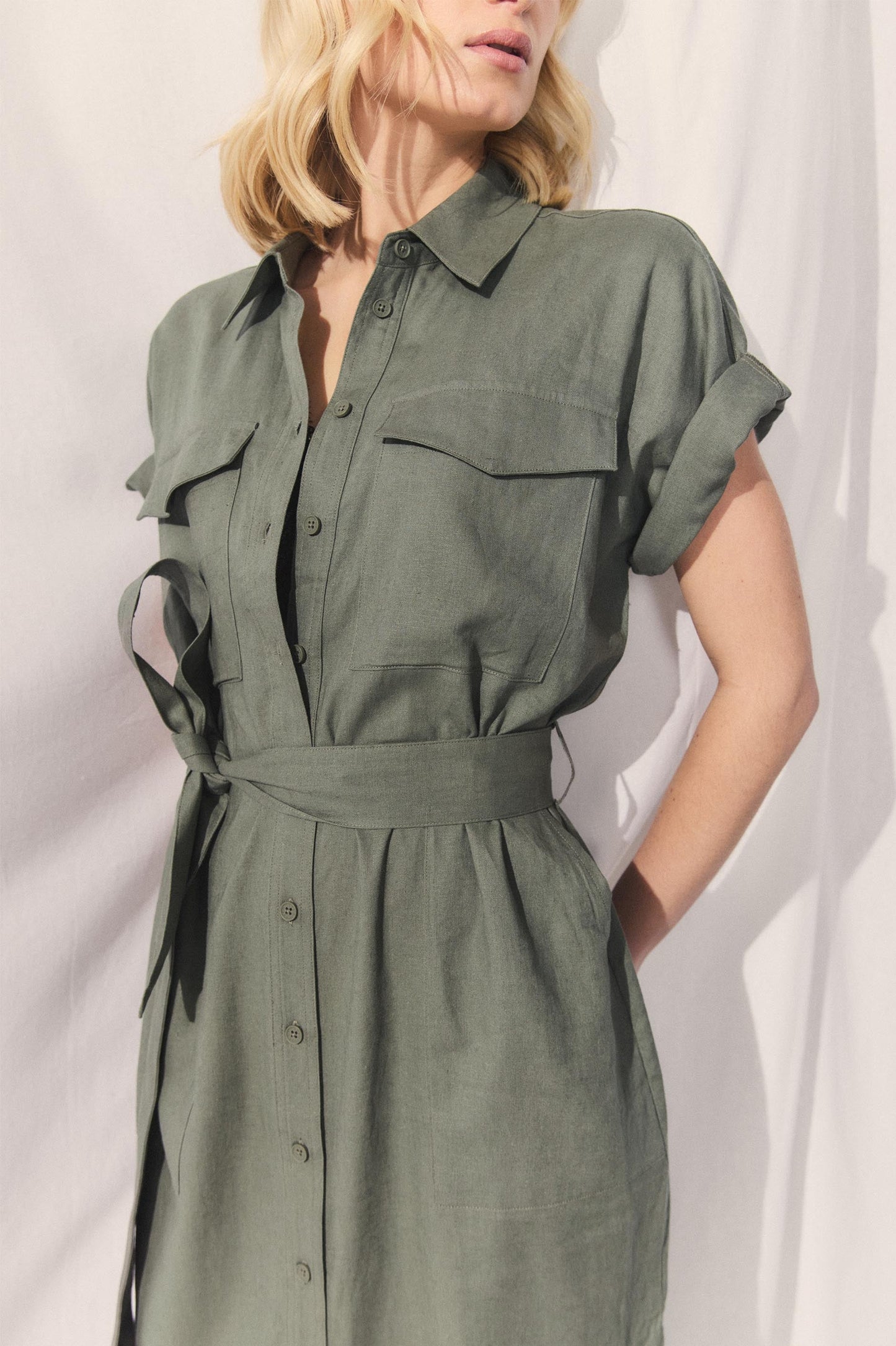 D-Luxe Linen Blend Midi Dress