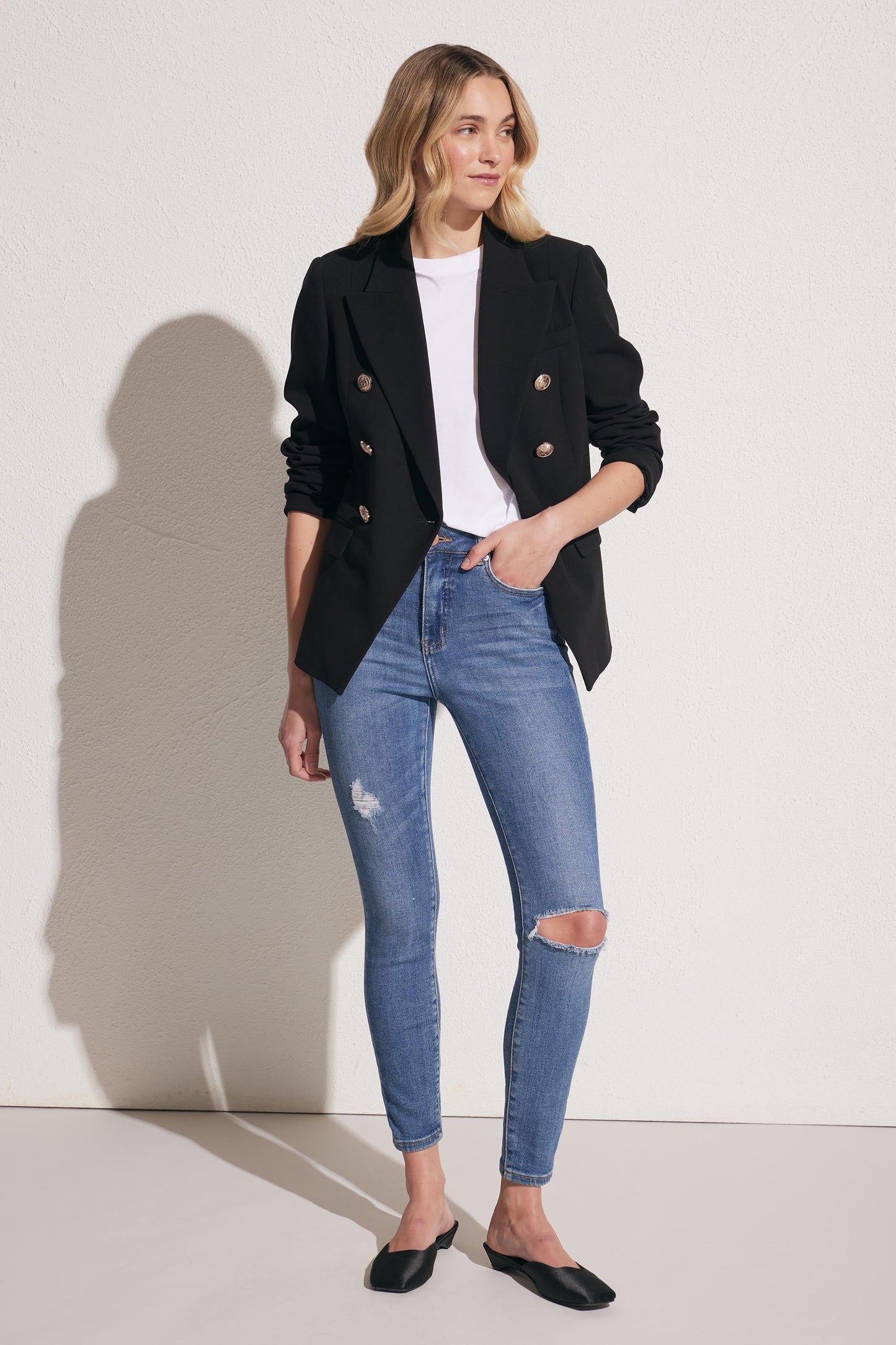 Evie Distressed High Rise Jean