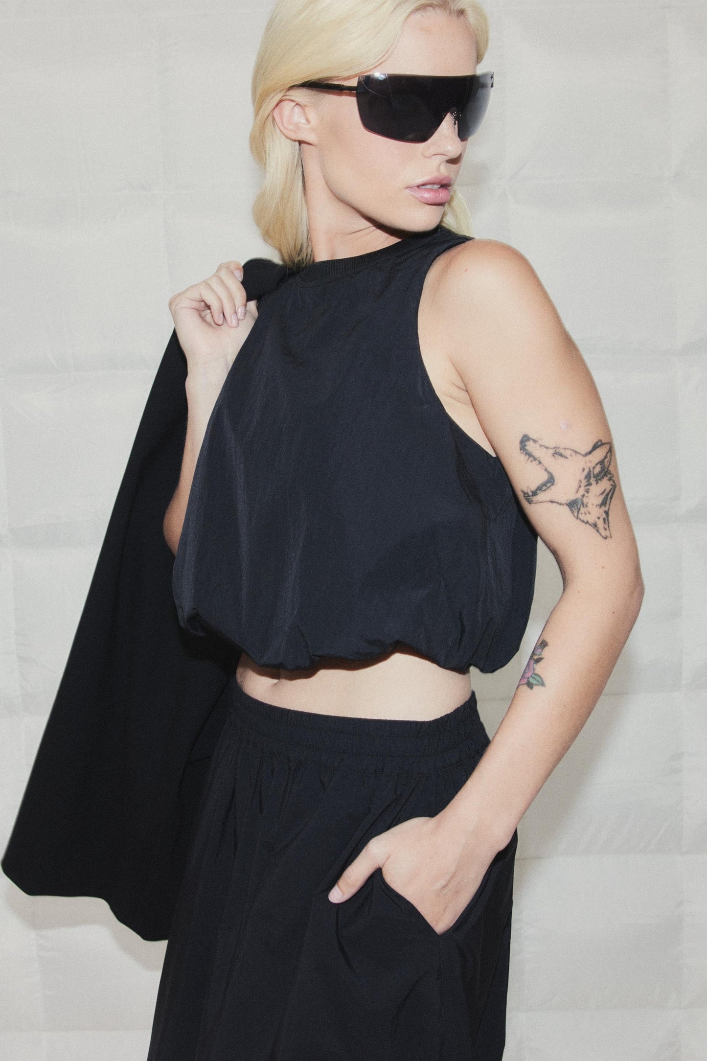 D-Luxe Cropped Bubble Hem Tank