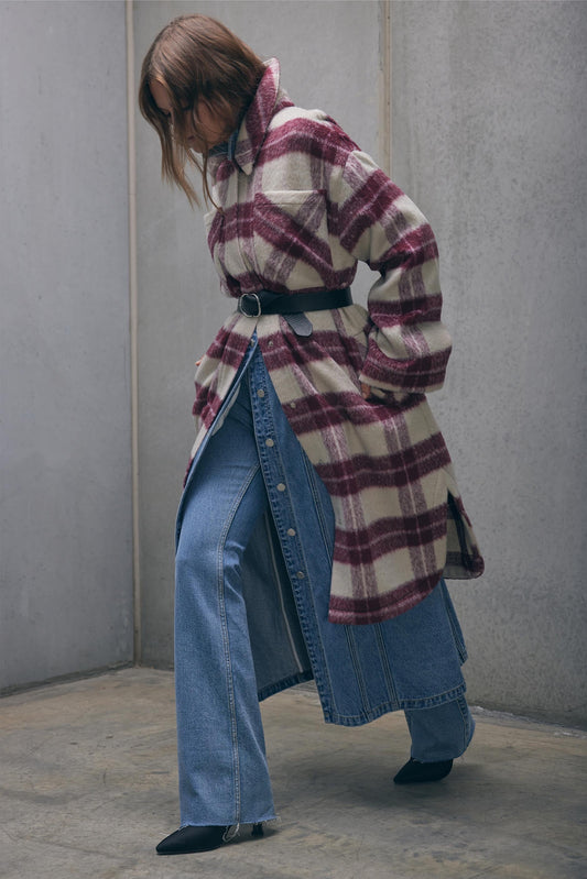 Sara Longline Check Shacket