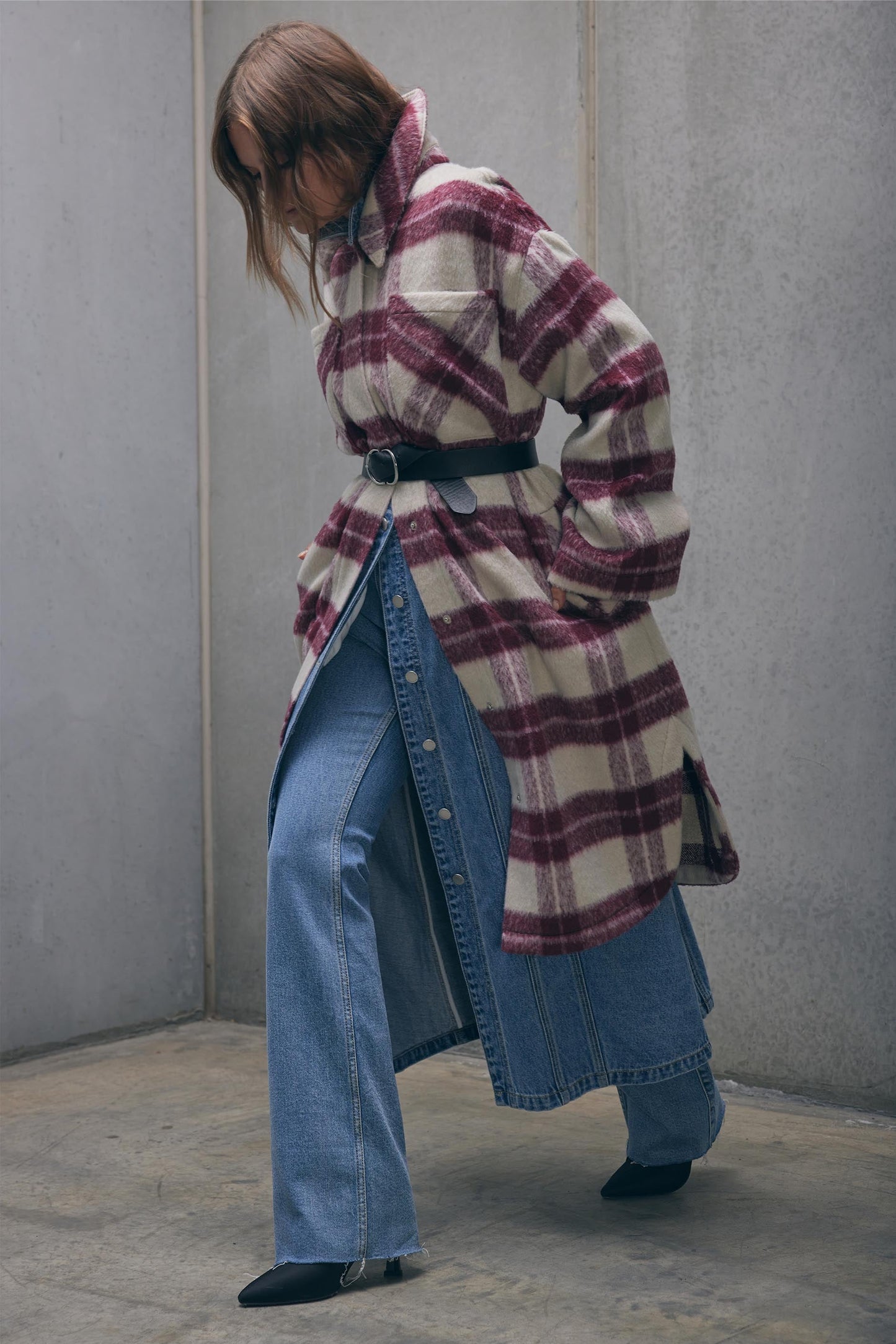 Sara Longline Check Shacket