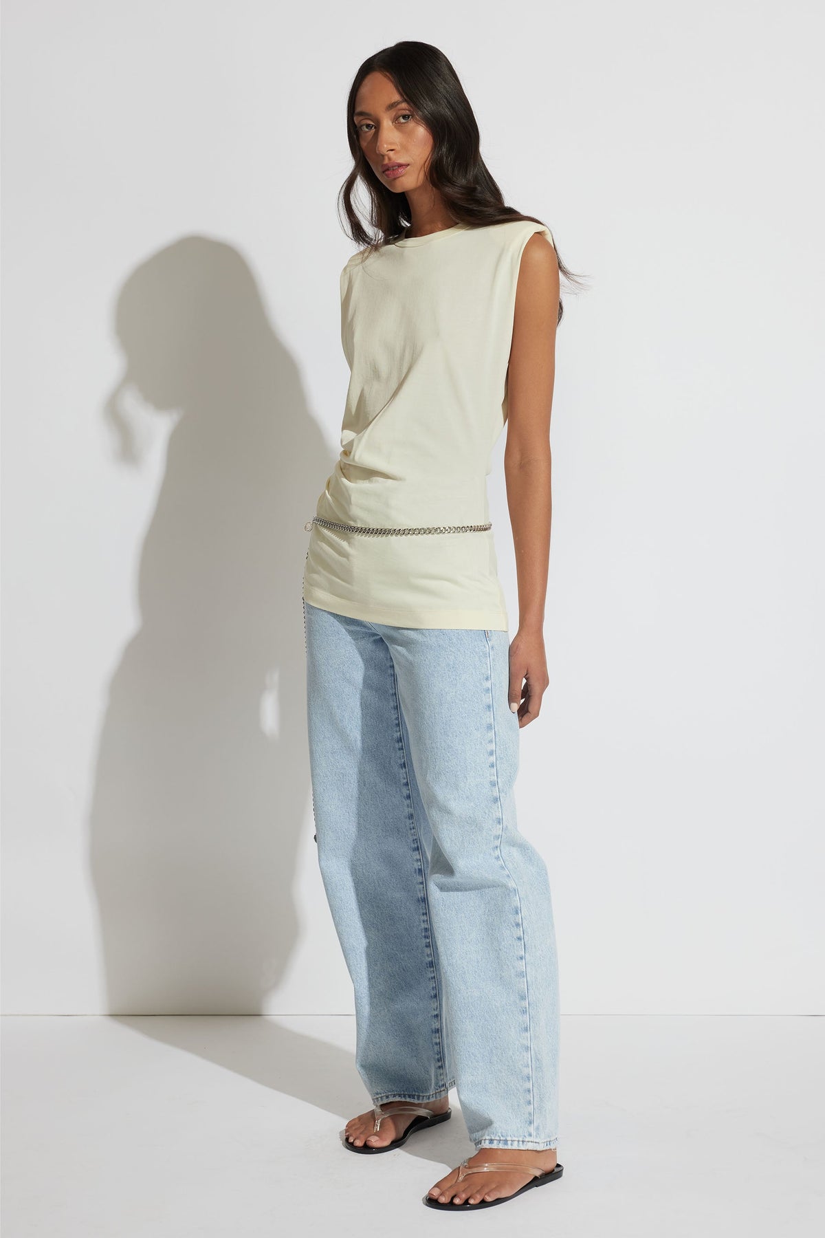Ella Shoulder Pad Ruched Tank