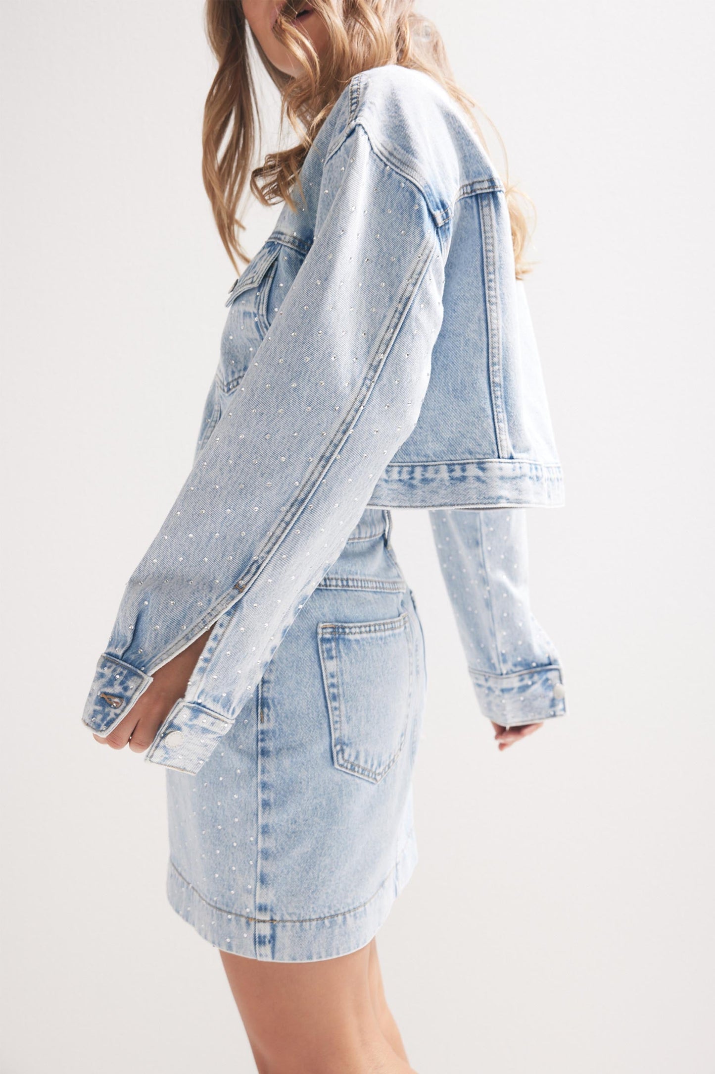Esme Rhinestone Denim Skirt