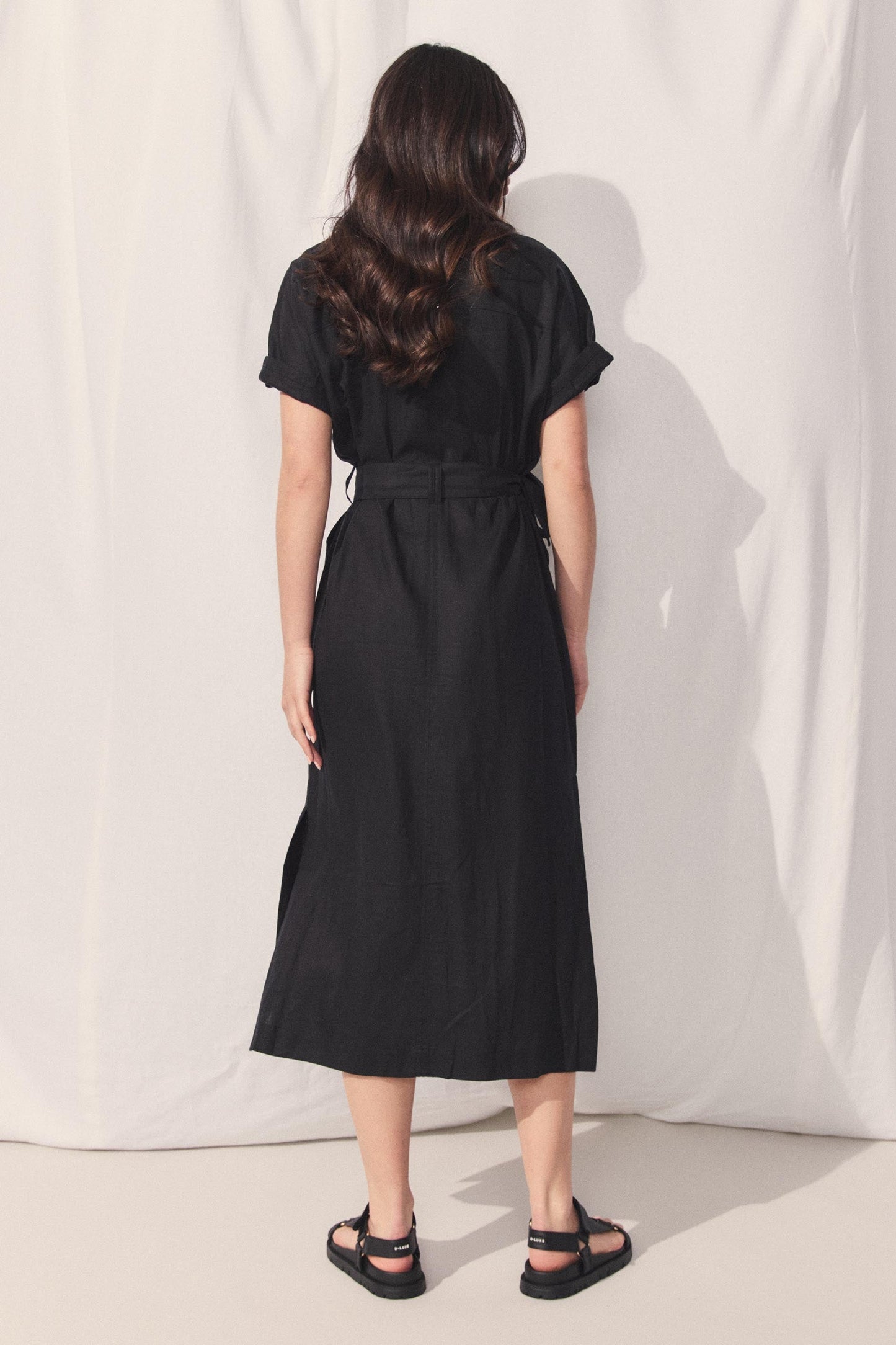 D-Luxe Linen Blend Midi Dress
