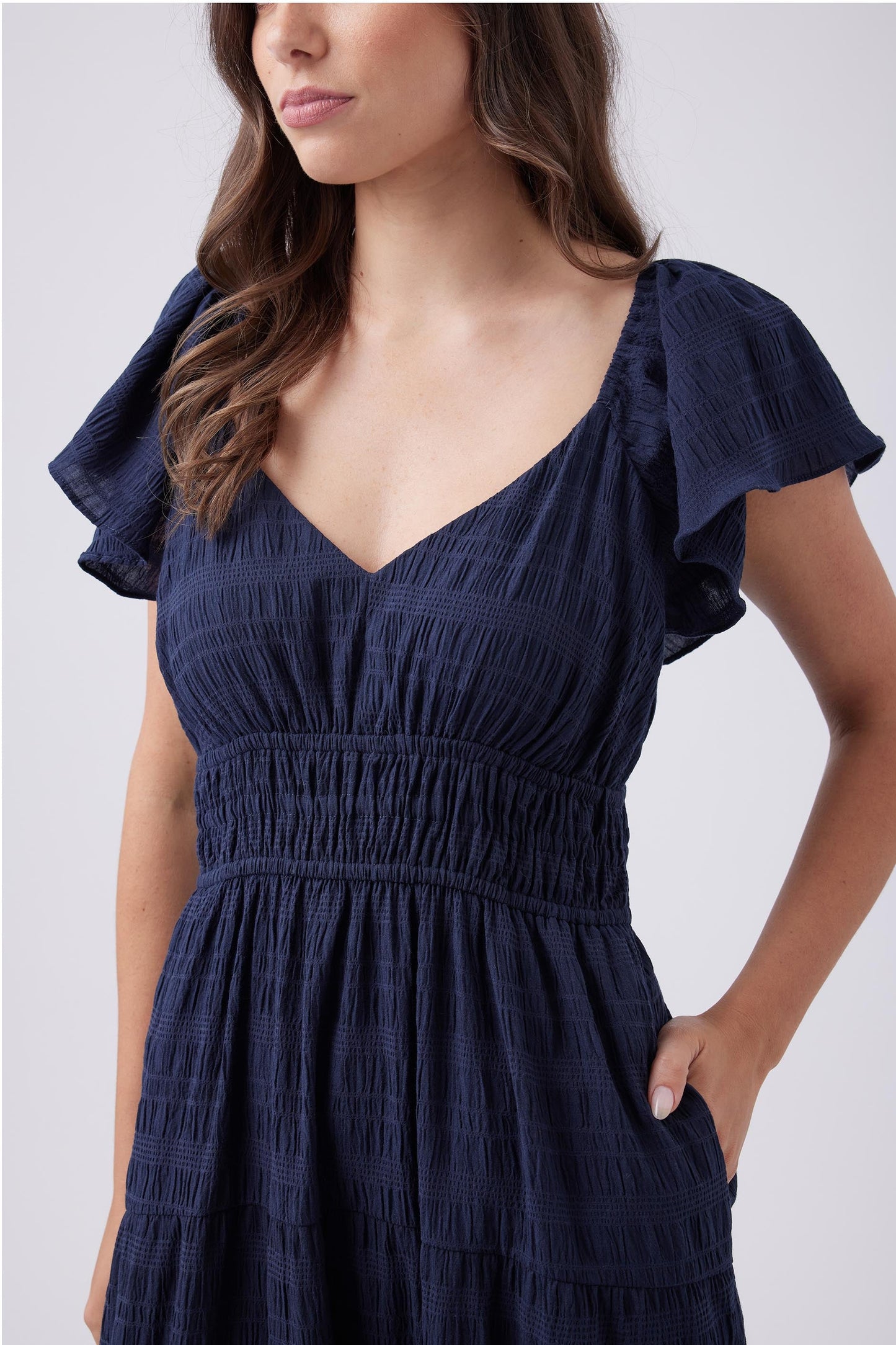 Khelani Textured Midi Dress