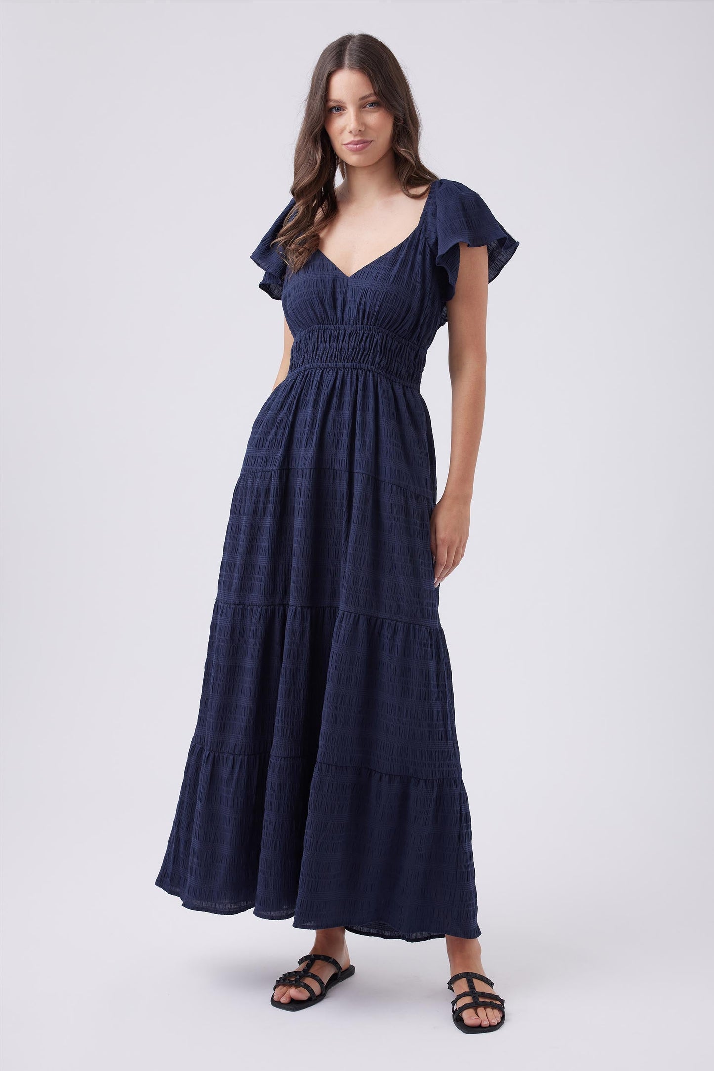 Khelani Textured Midi Dress