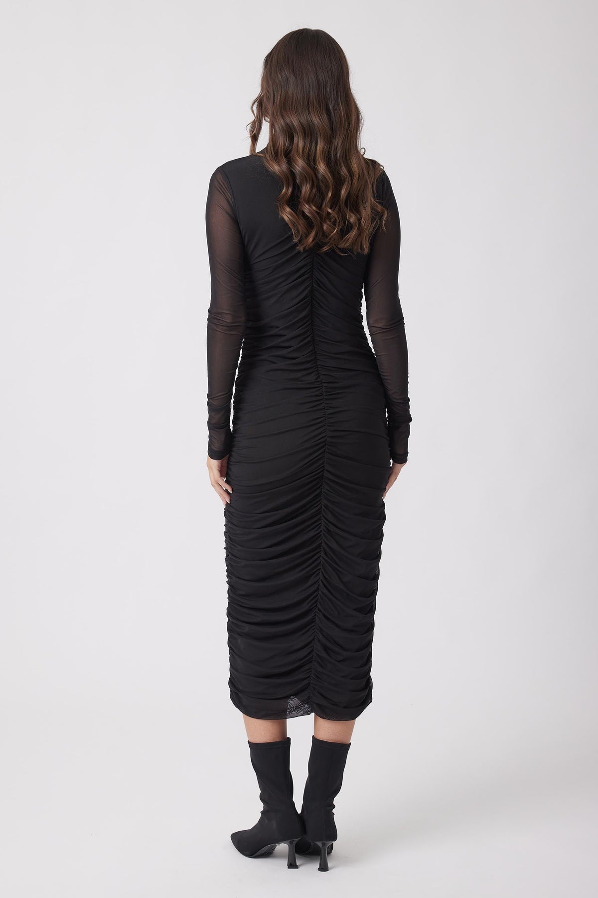 Rebecca Ruched Mesh Dress