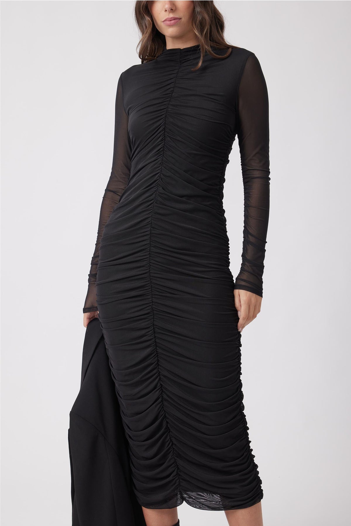 Rebecca Ruched Mesh Dress