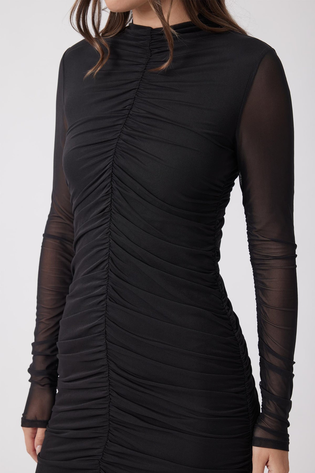 Rebecca Ruched Mesh Dress