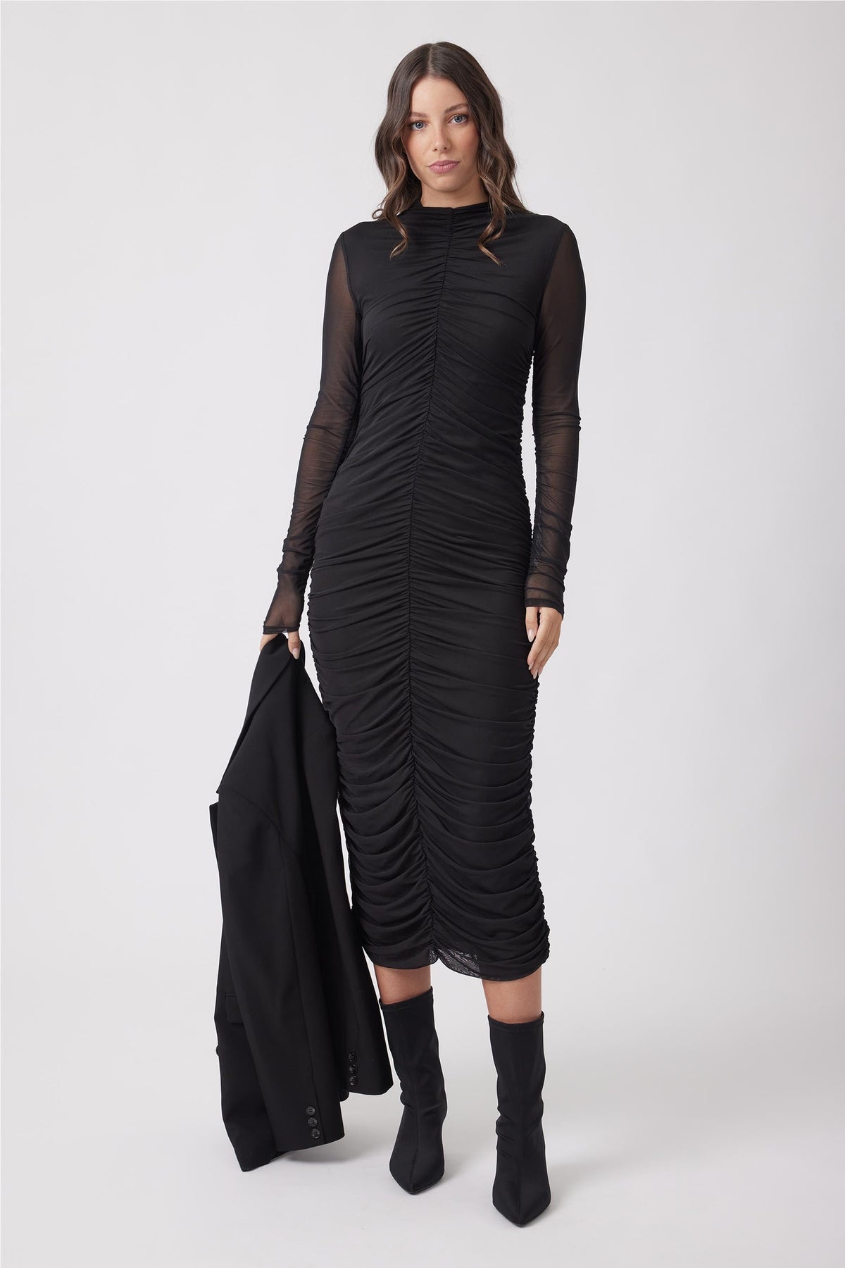 Rebecca Ruched Mesh Dress