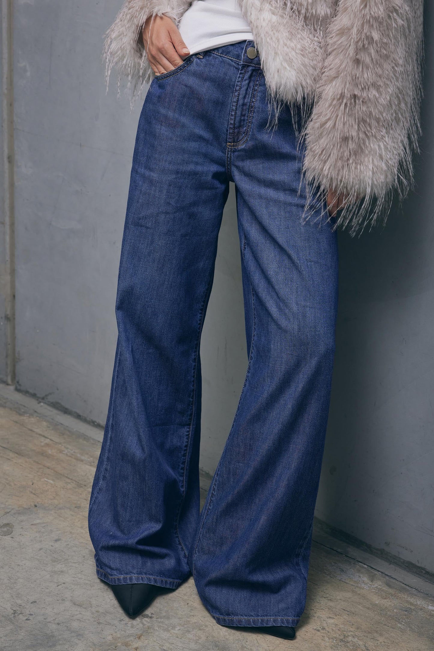 Jenna Mid Rise Palazzo Jeans