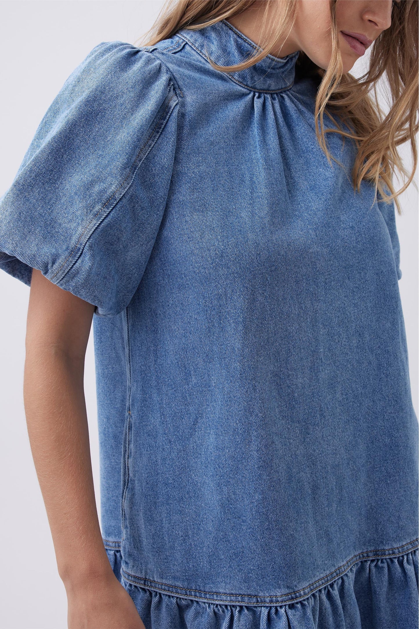 Tori Puff Sleeve Denim Dress