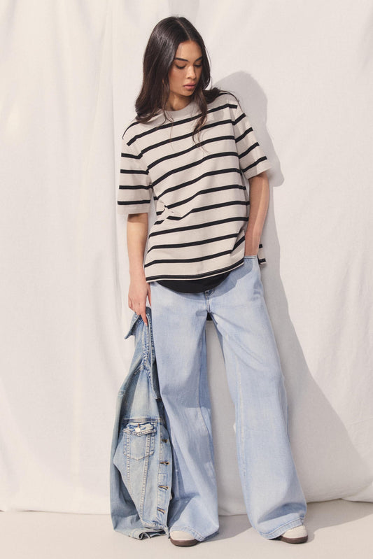 D-Luxe Stripe Boxy Tee
