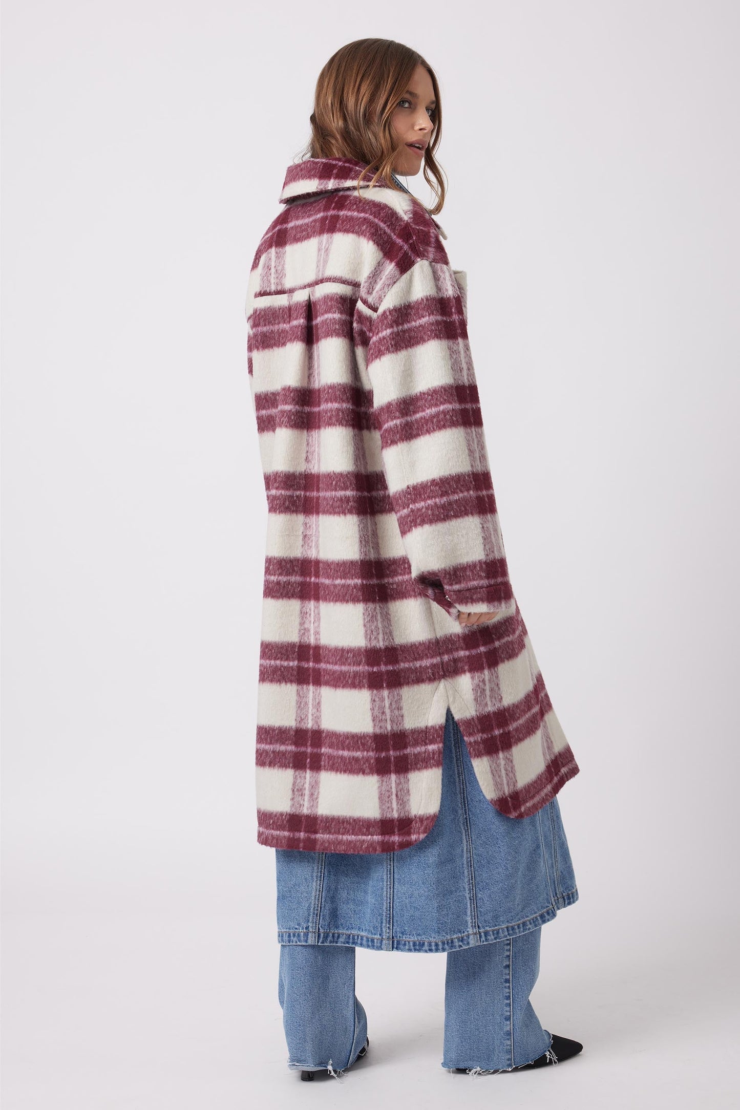Sara Longline Check Shacket