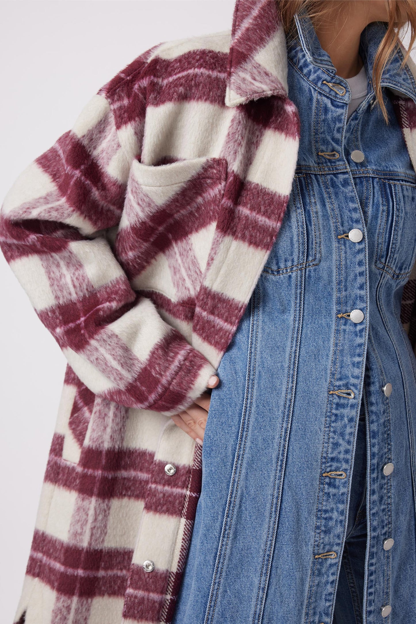 Sara Longline Check Shacket