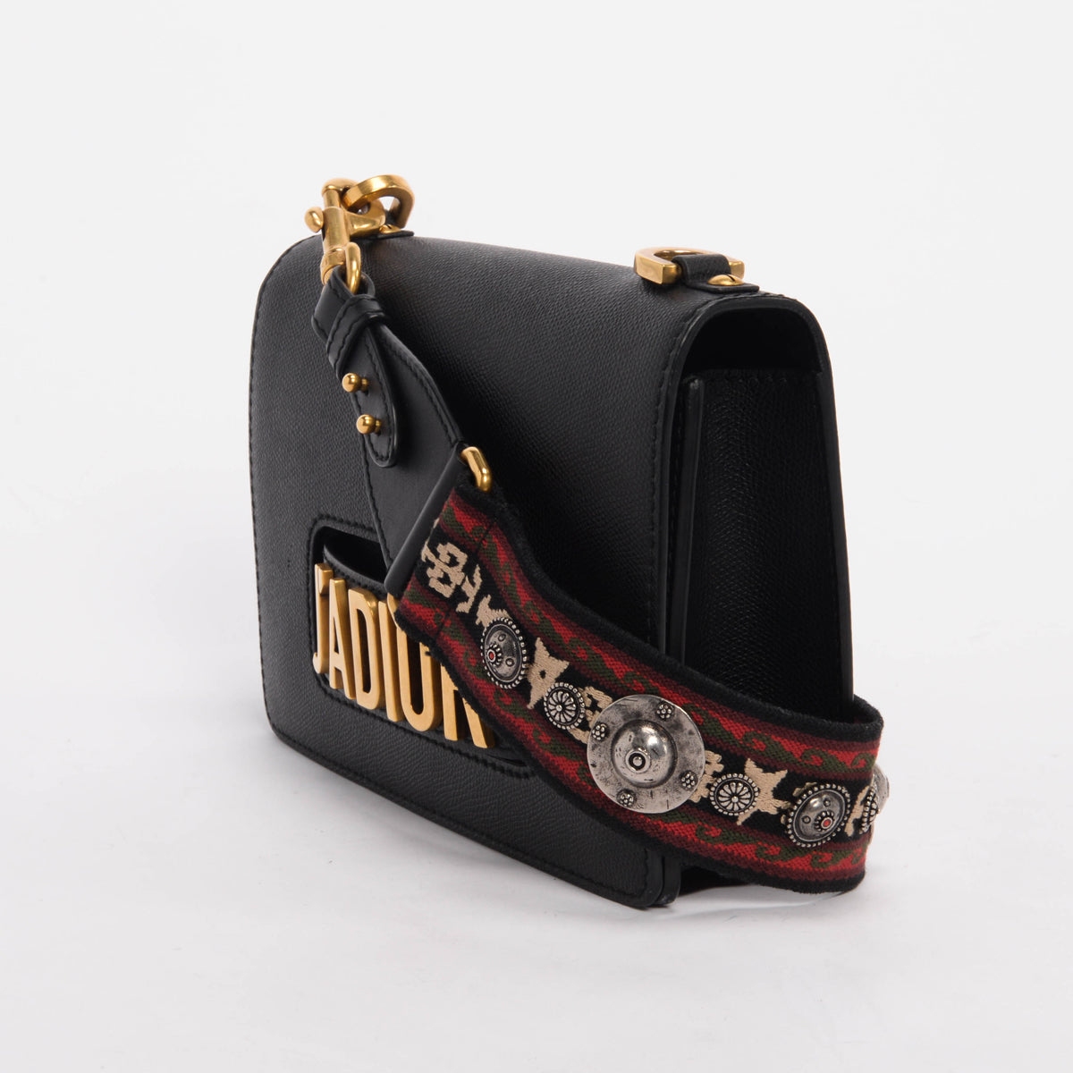 Grained Calfskin J'Adior Flap Bag + Bohemian Strap