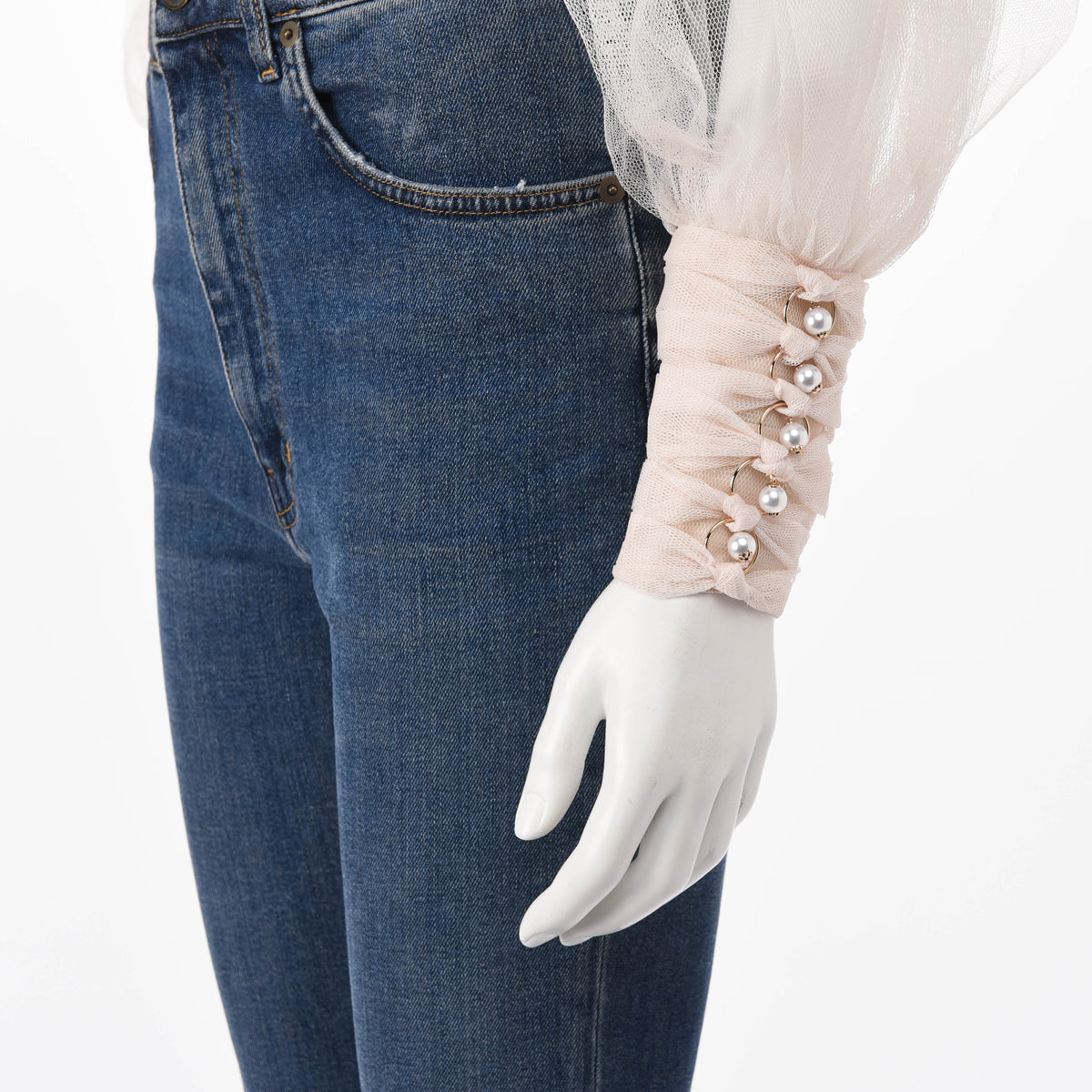Tulle Rhythmic Chain Pearl Top