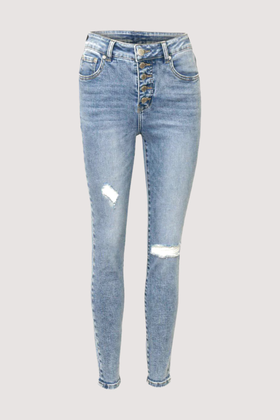 Evie Button Distressed Jean