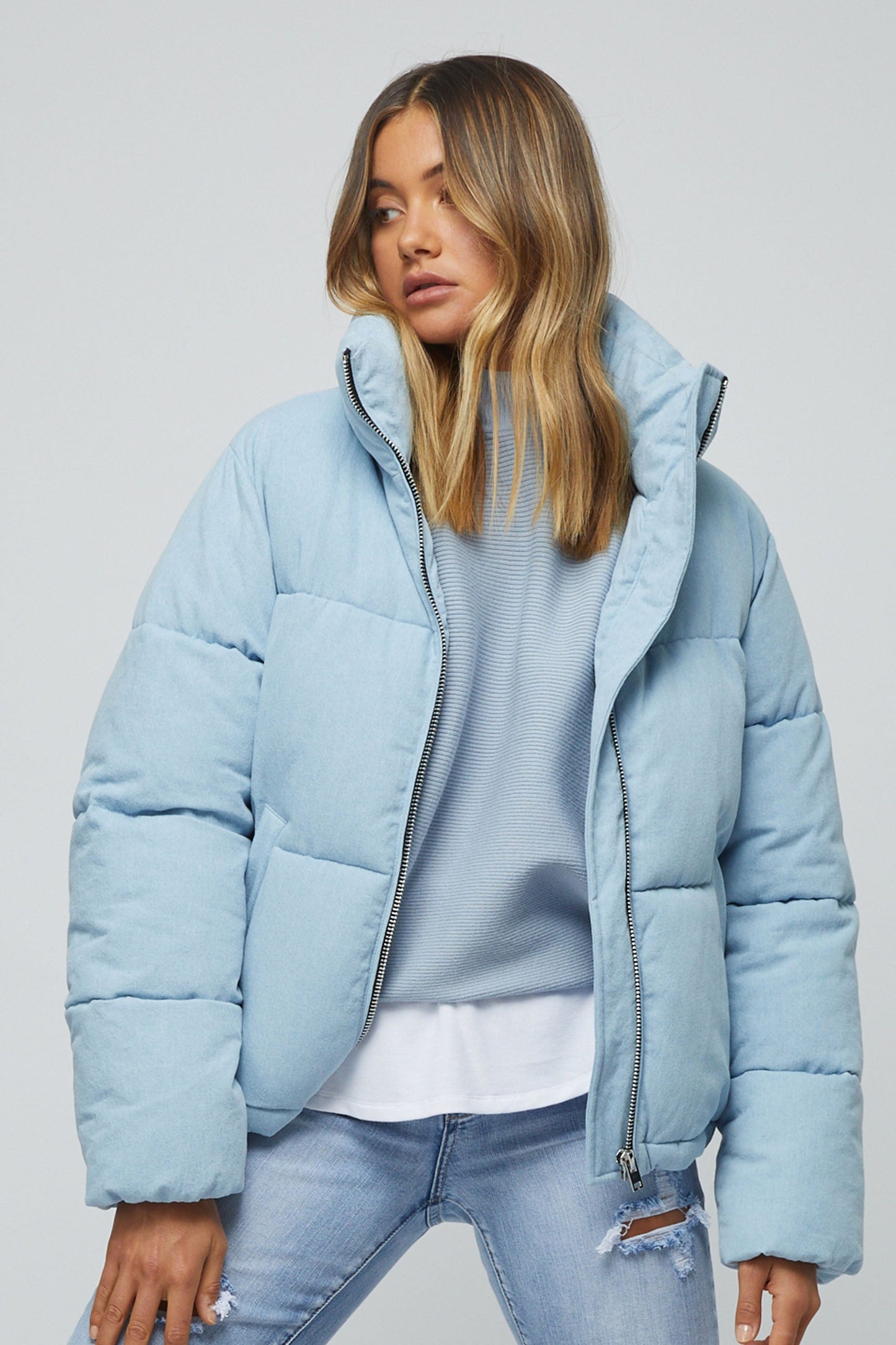 Drew Denim Short Puffer