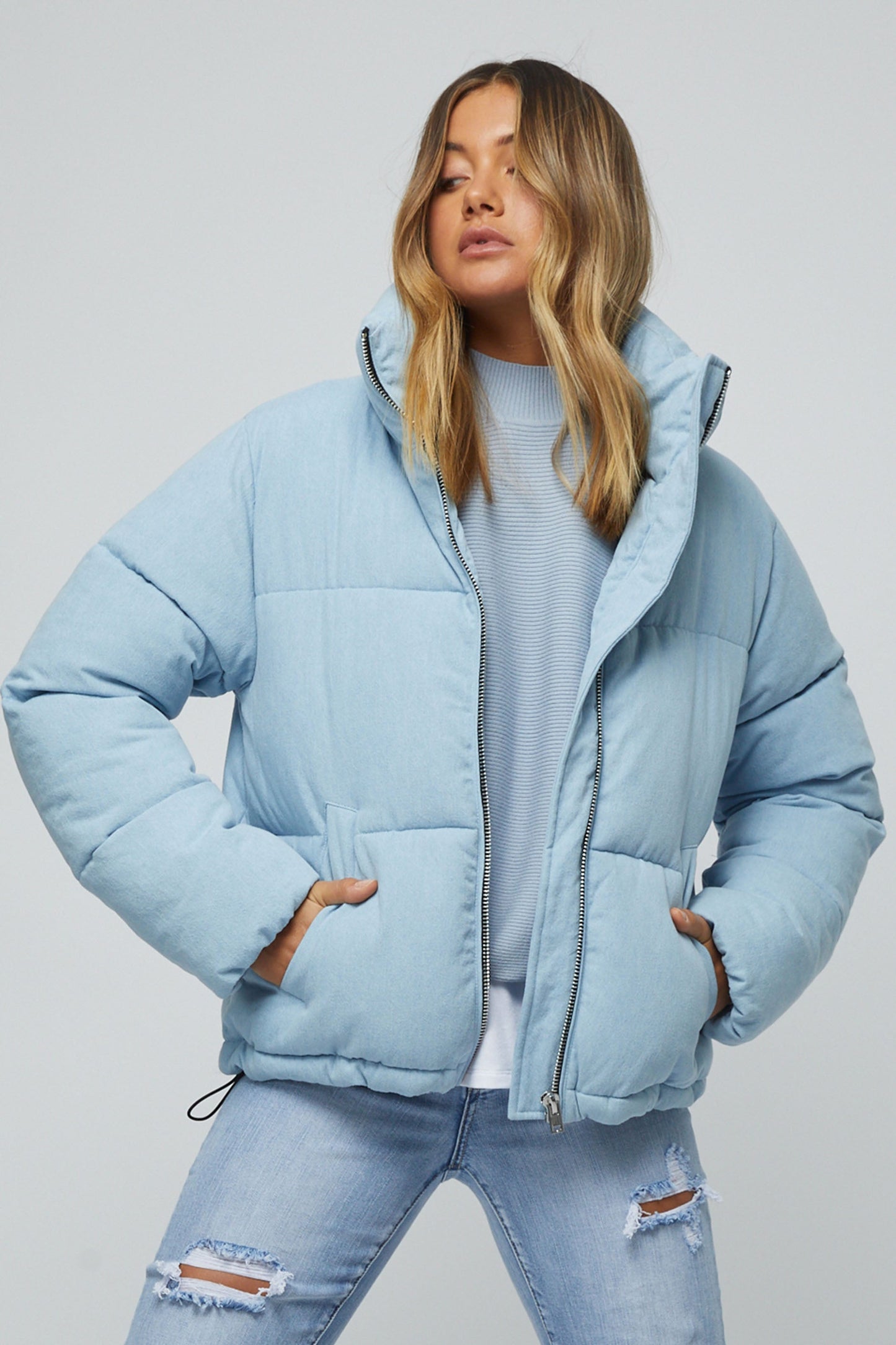 Drew Denim Short Puffer