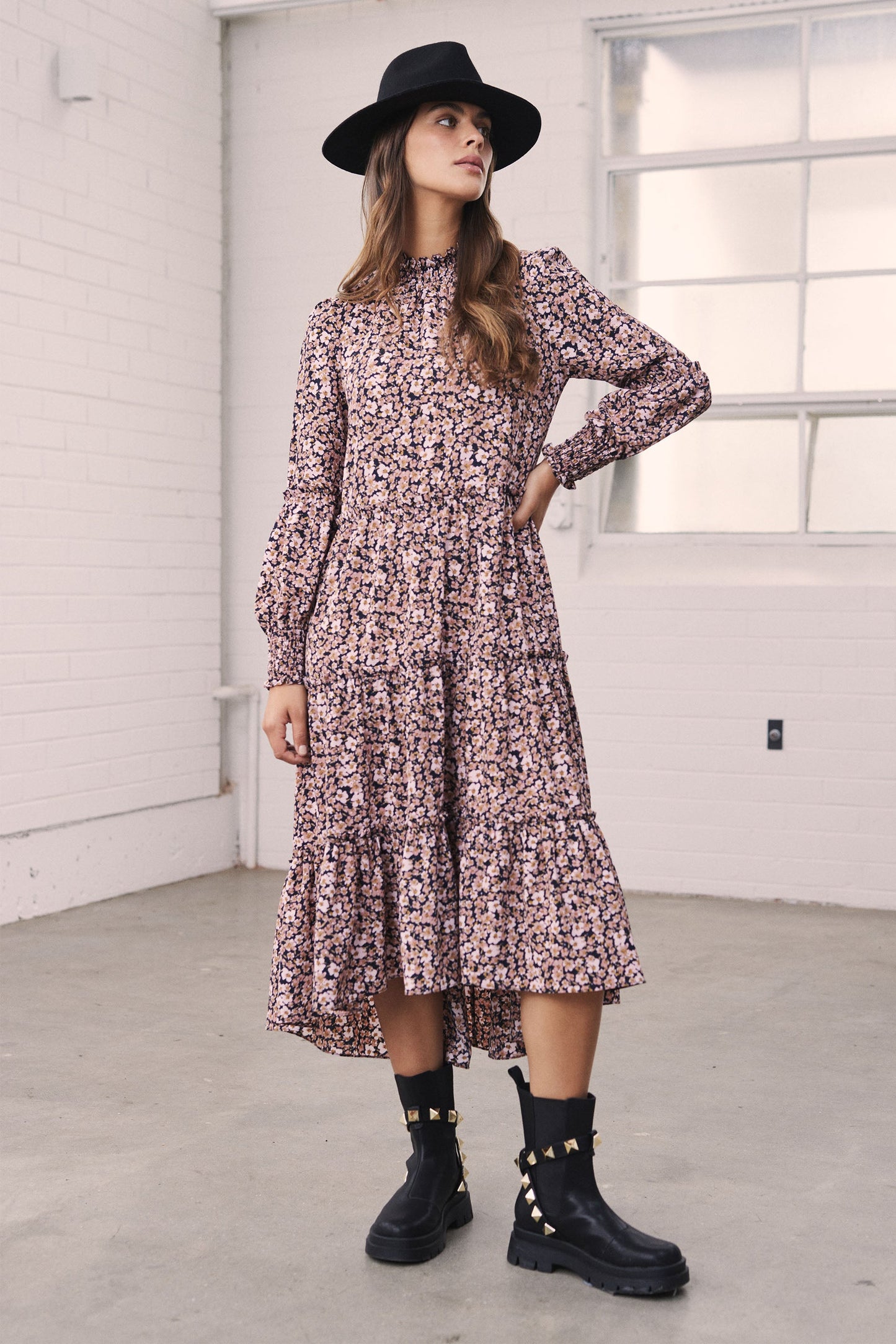 Ariana Ruffle Midi Dress