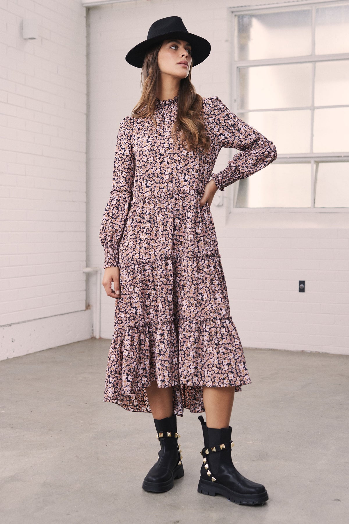 Ariana Ruffle Midi Dress