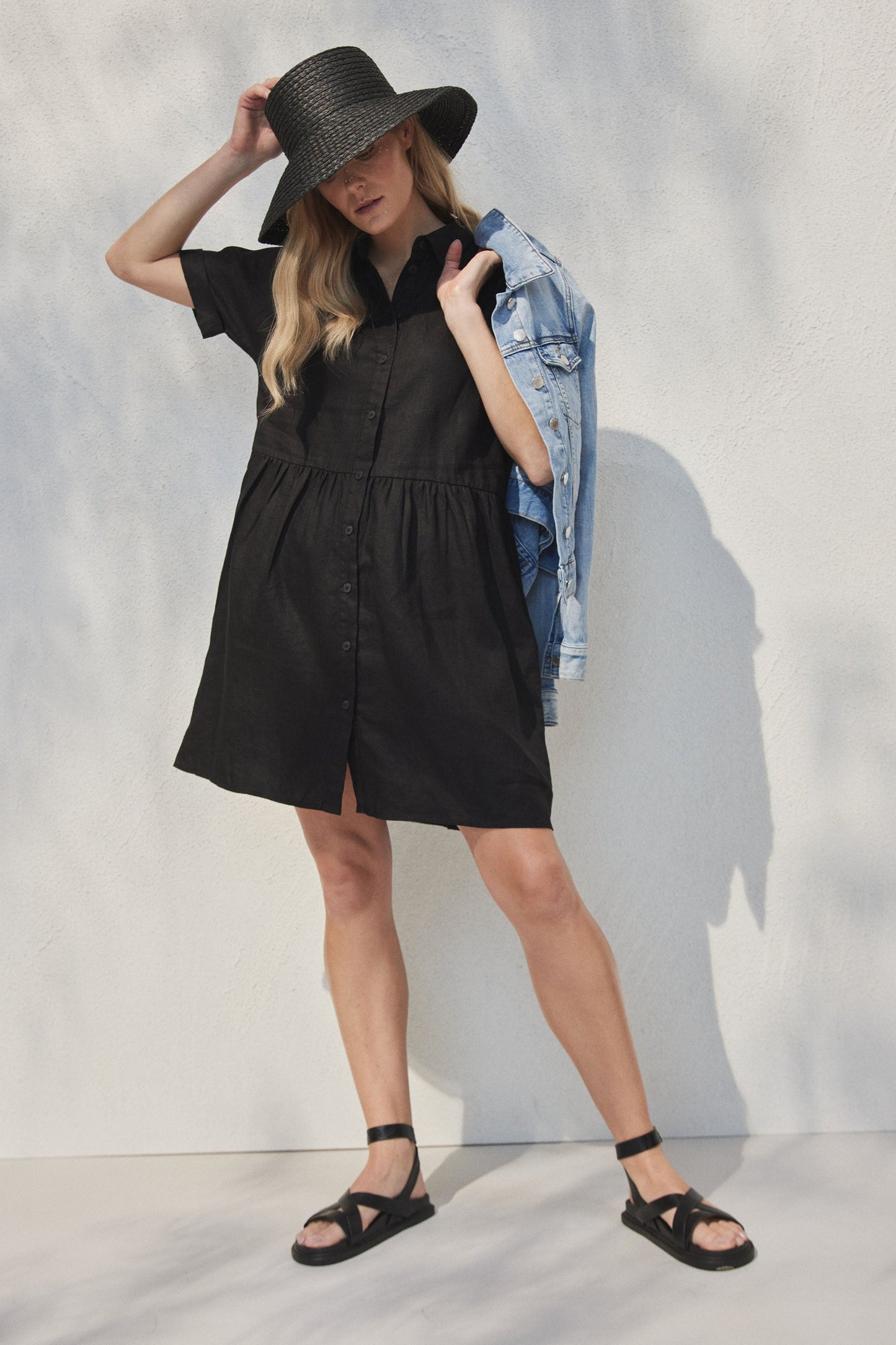 D-Luxe Linen Boxy Shirt Dress