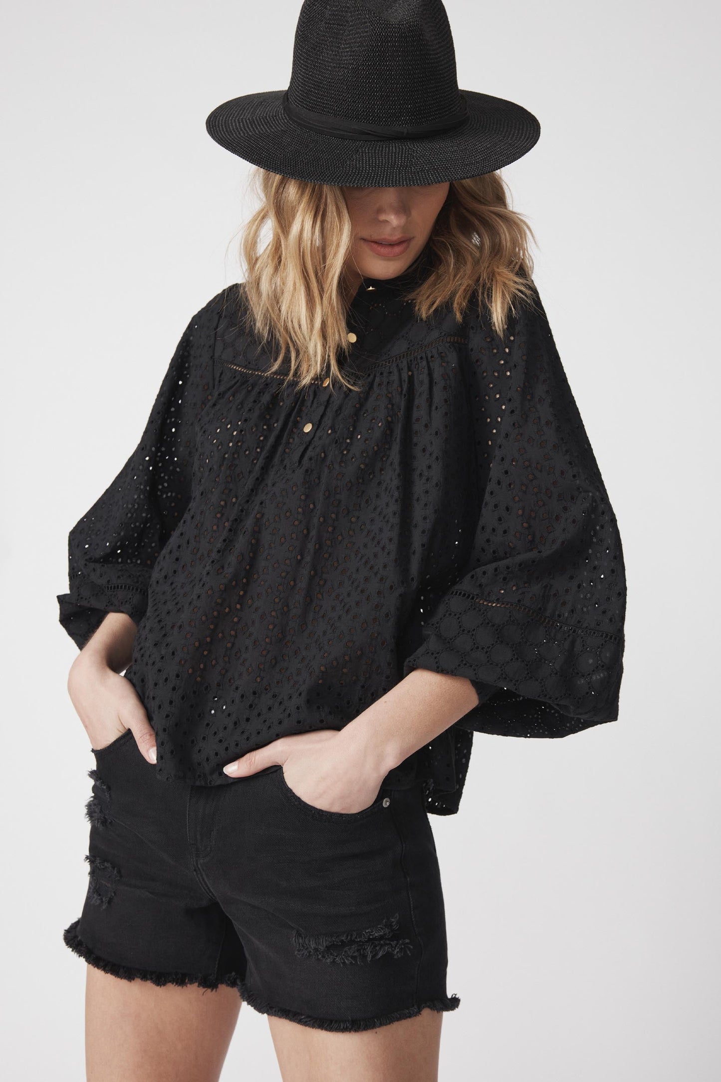 Keely Broderie Top
