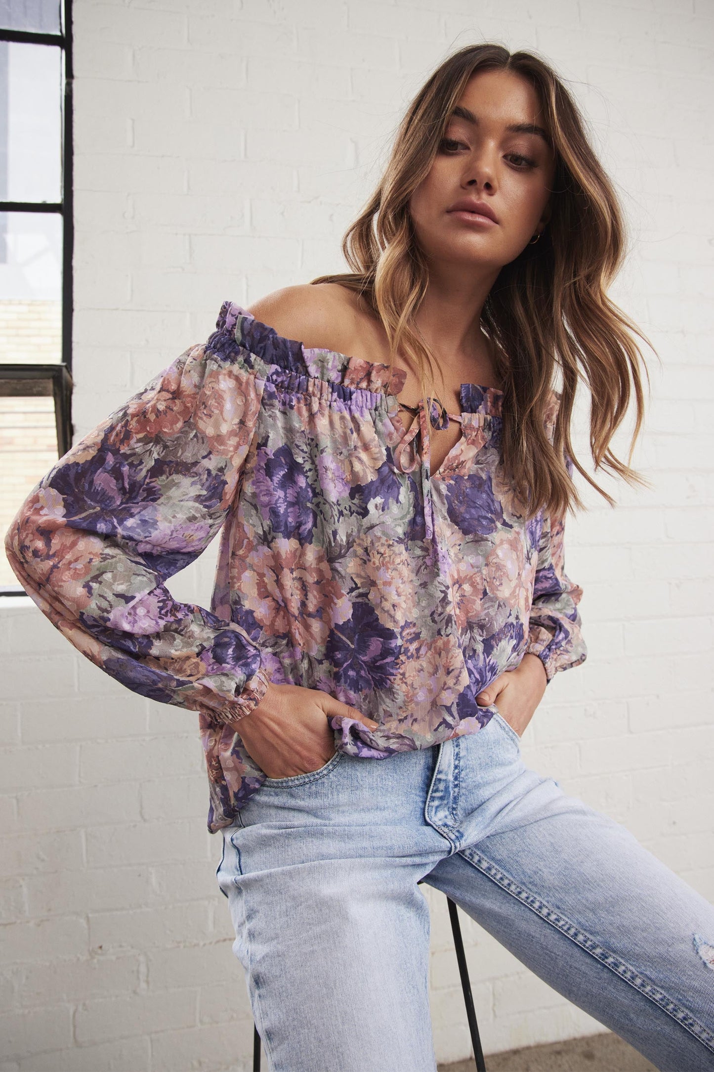 Laura Dobby Off Shoulder Top
