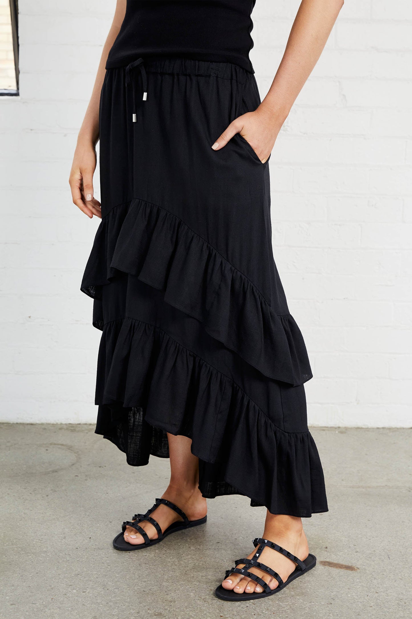 Kasey Ruffle Midi Skirt