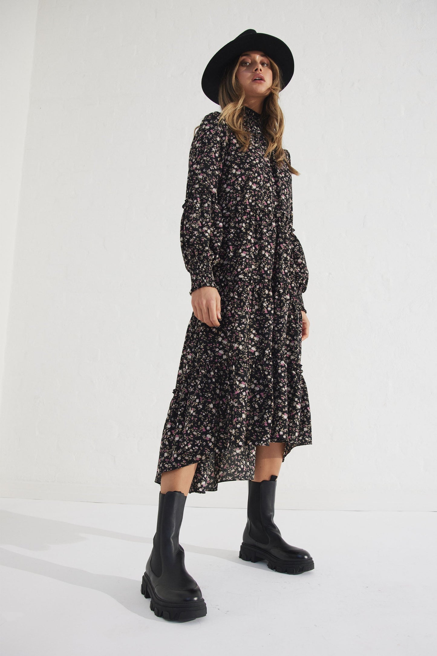 Ariana Ruffle Midi Dress