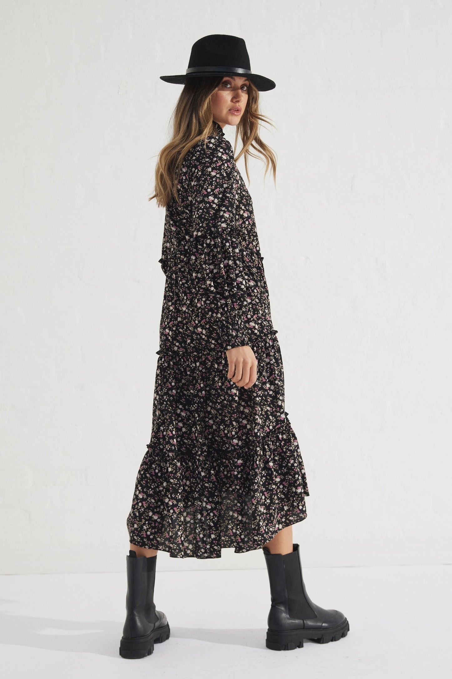 Ariana Ruffle Midi Dress