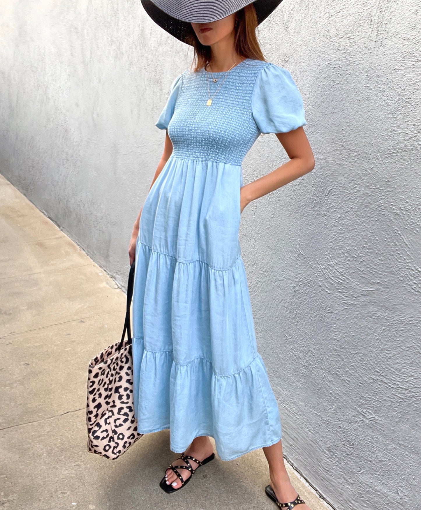 Aubrey Shirred Midi Dress