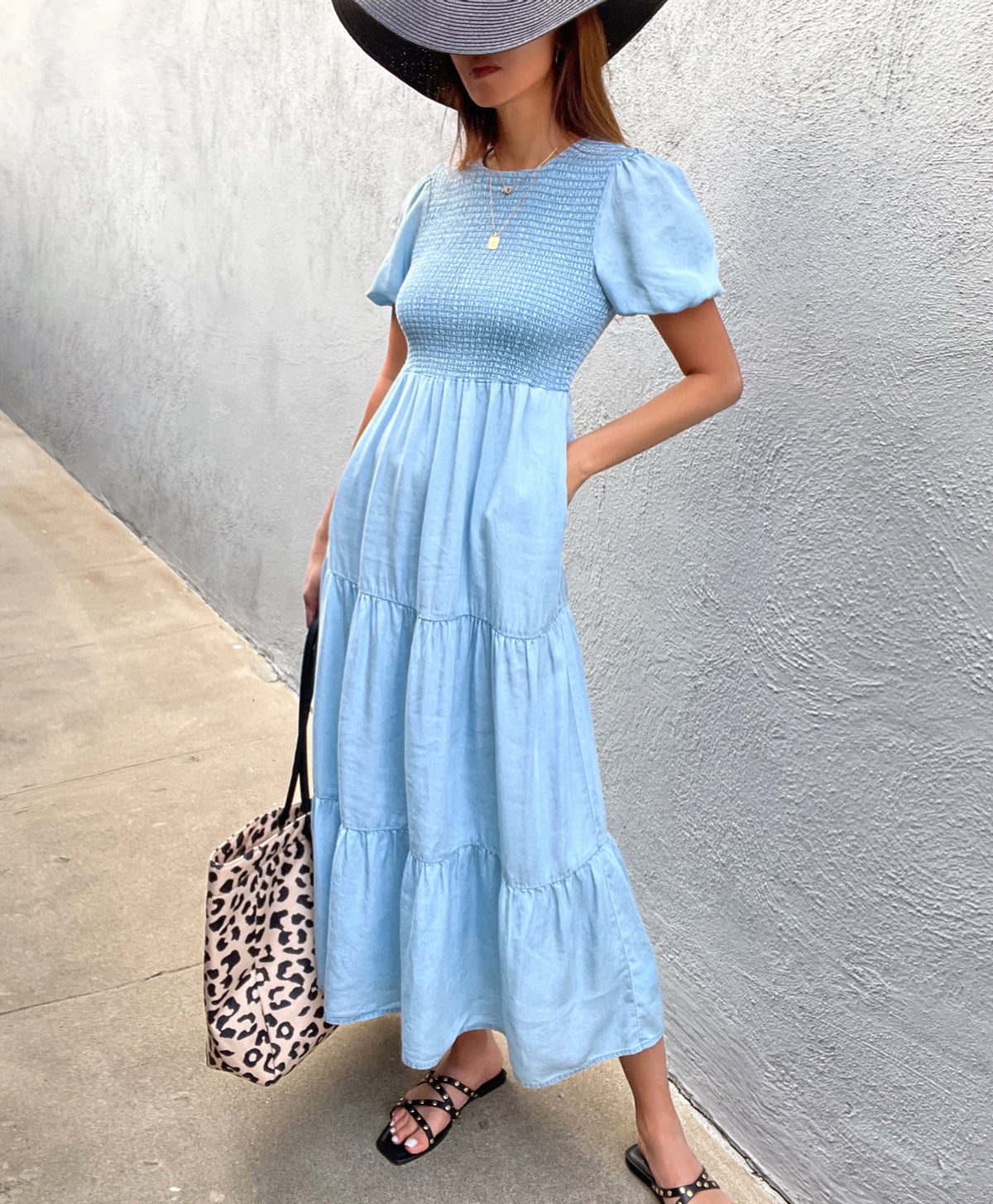 Aubrey Shirred Midi Dress