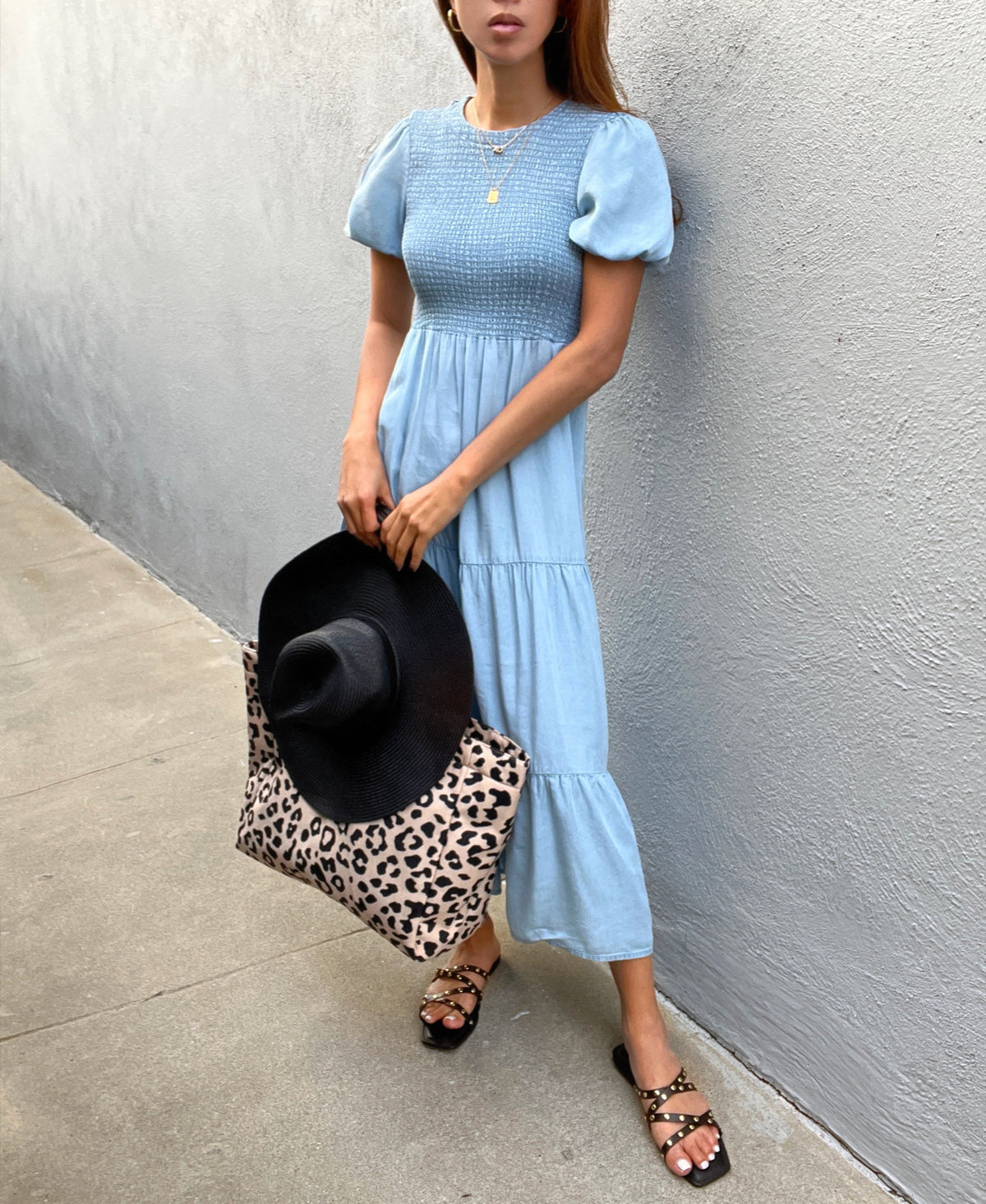 Aubrey Shirred Midi Dress