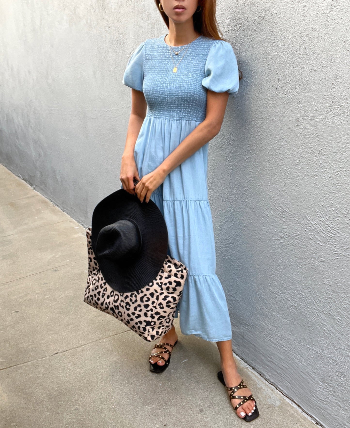 Aubrey Shirred Midi Dress