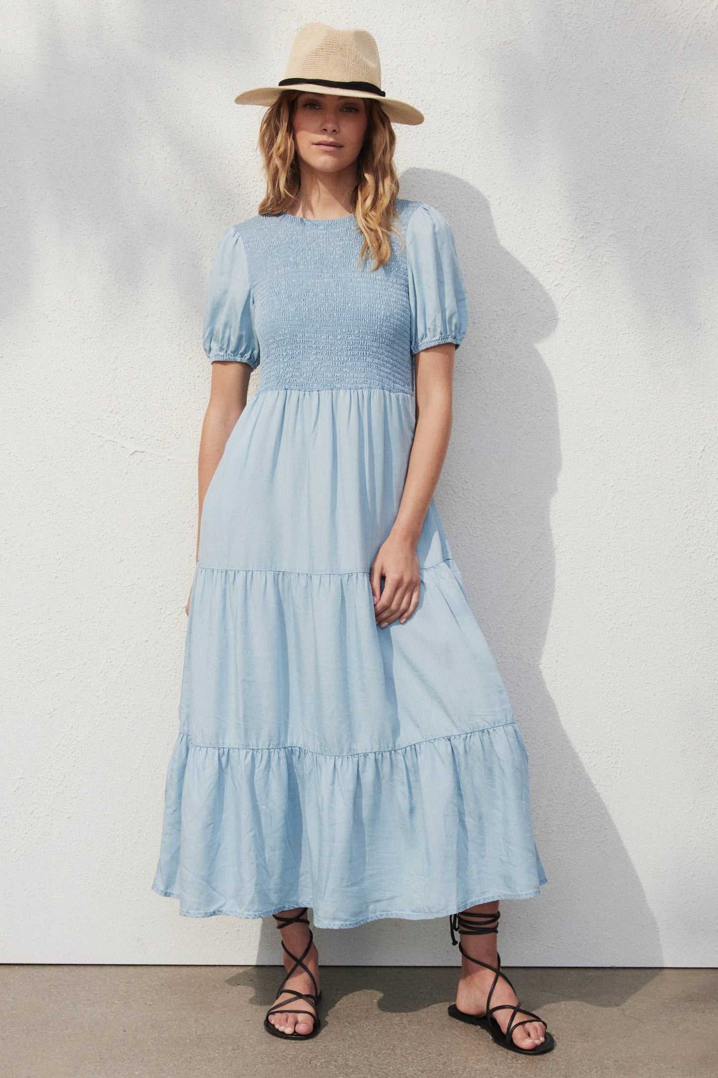 Aubrey Shirred Midi Dress